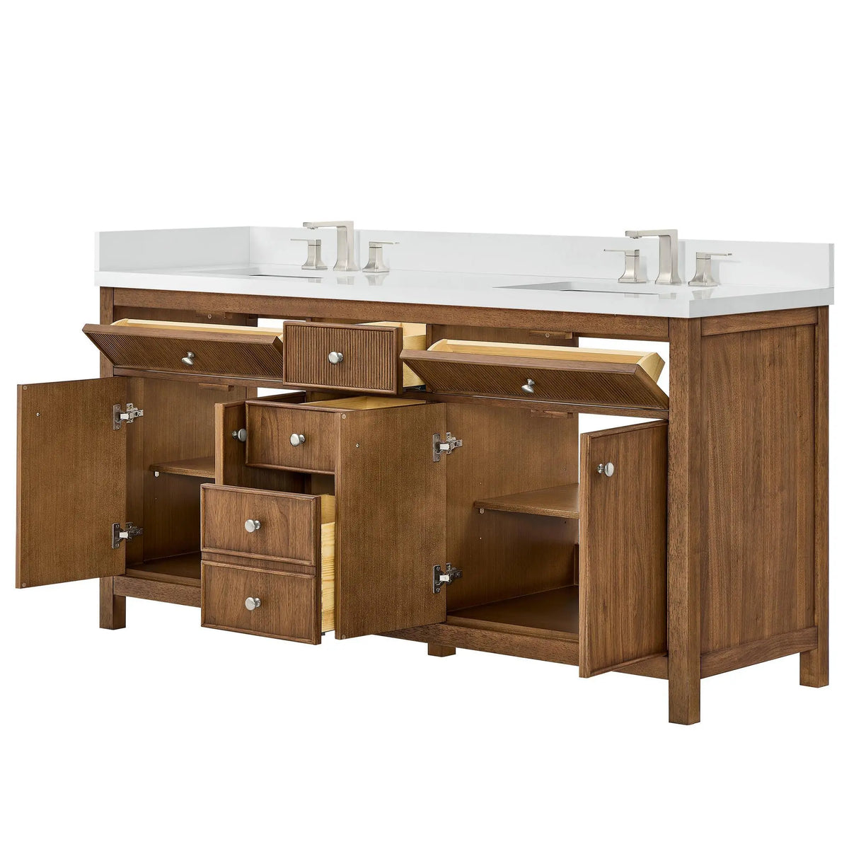 72" Rian Double Bathroom Vanity Toasted Walnut Brushed Nickel Trim by wyndham View 15