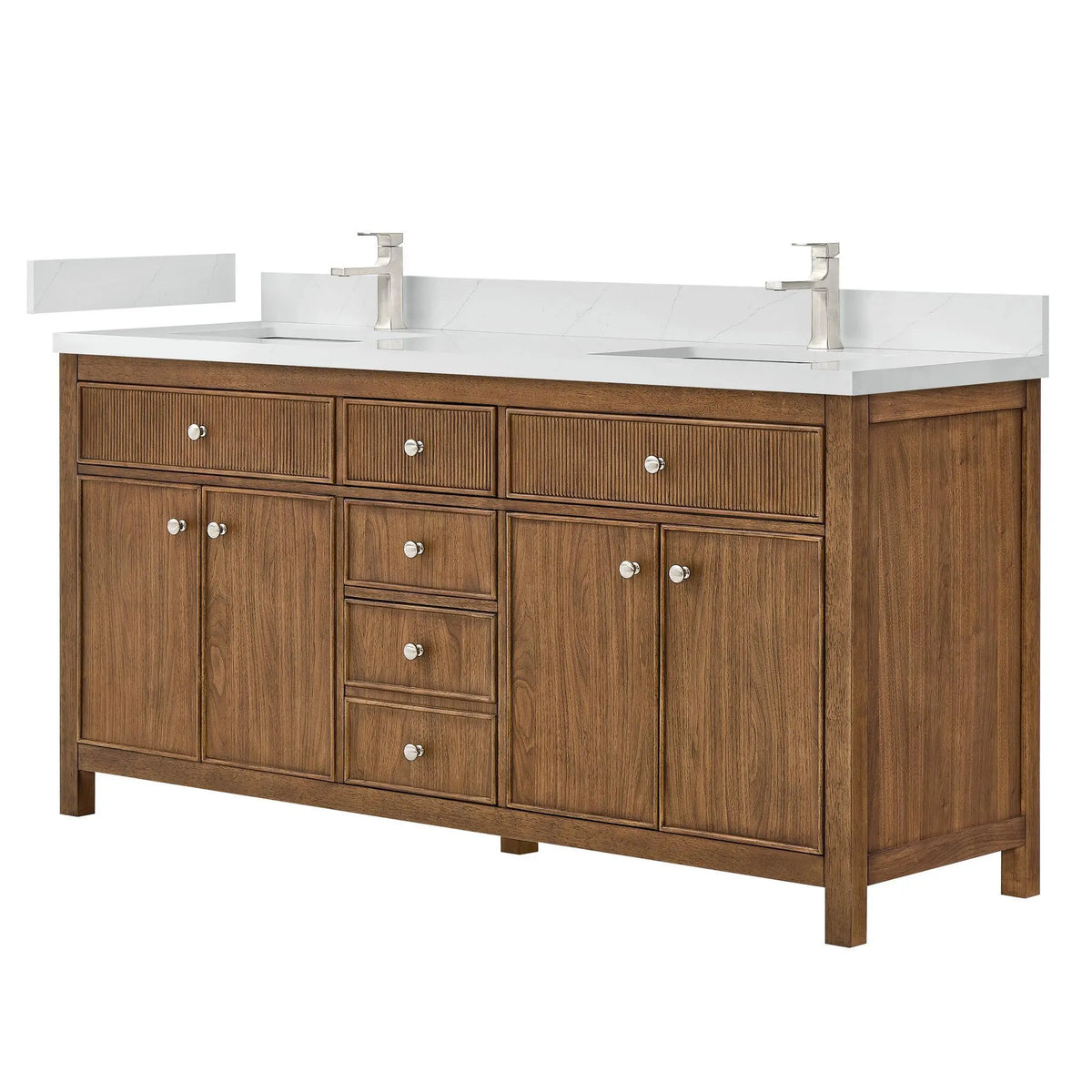 72" Rian Double Bathroom Vanity Toasted Walnut Brushed Nickel Trim by wyndham View 1