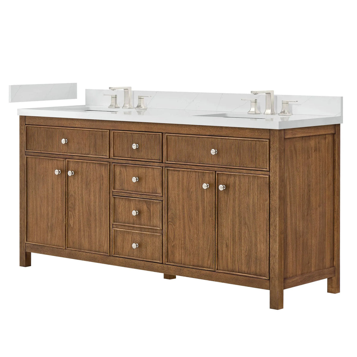 72" Rian Double Bathroom Vanity Toasted Walnut Brushed Nickel Trim by wyndham View 5