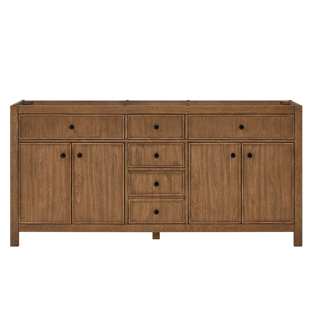 72" Rian Double Bathroom Vanity Toasted Walnut Matte Black Trim by wyndham View 17