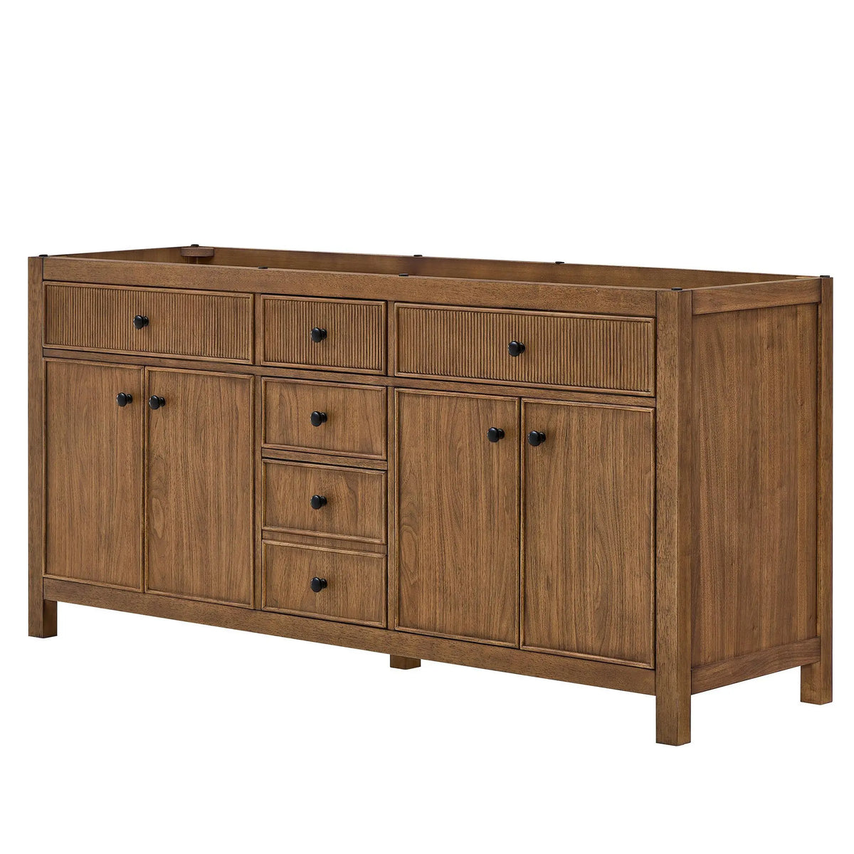 72" Rian Double Bathroom Vanity Toasted Walnut Matte Black Trim by wyndham View 20