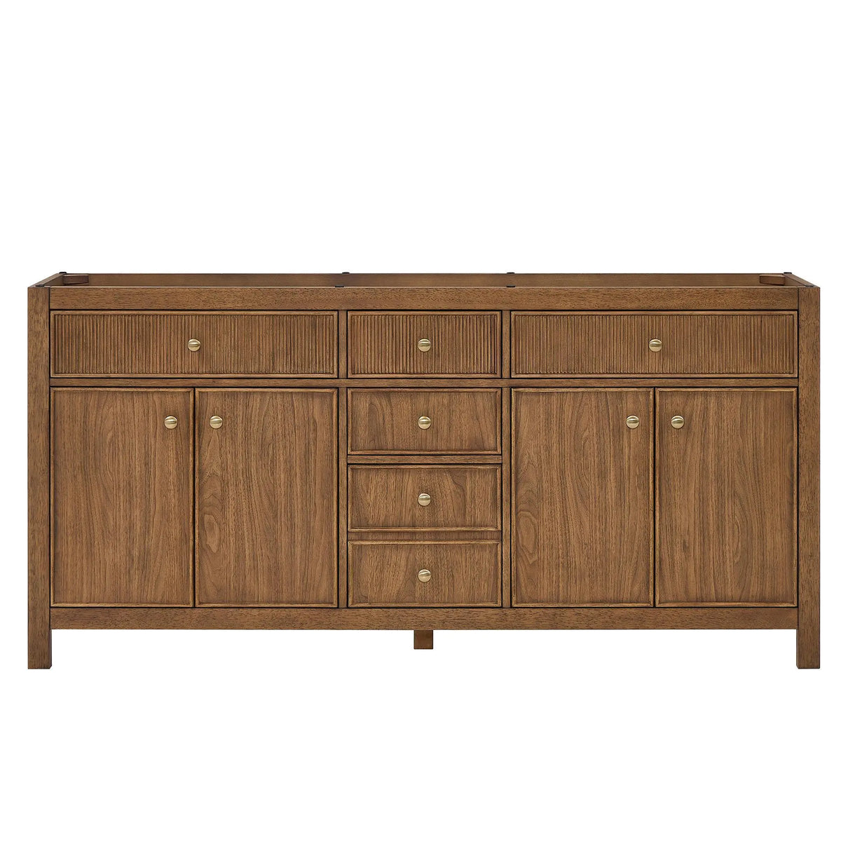 72" Rian Double Bathroom Vanity Toasted Walnut Satin Bronze Trim by wyndham View 17