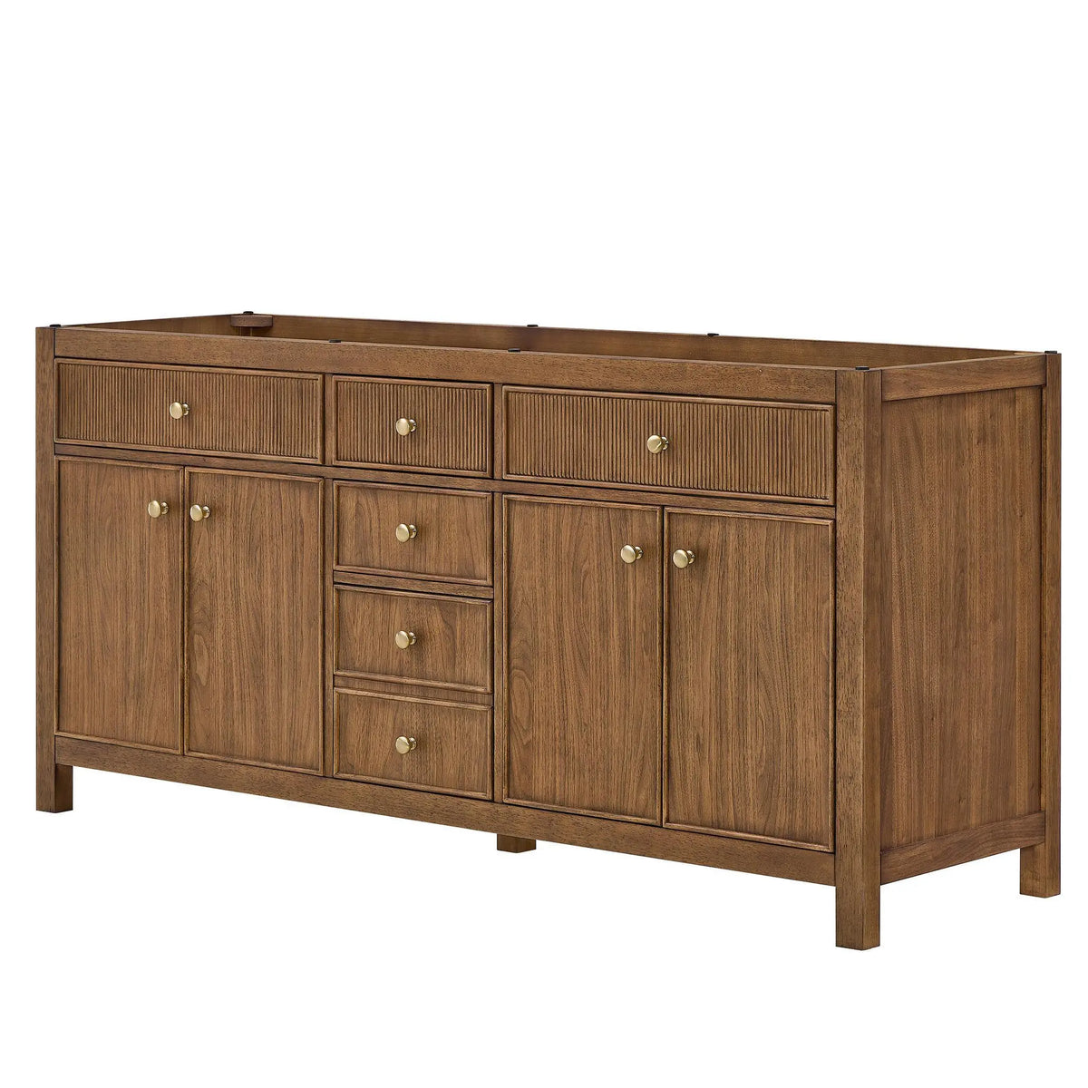 72" Rian Double Bathroom Vanity Toasted Walnut Satin Bronze Trim by wyndham View 20