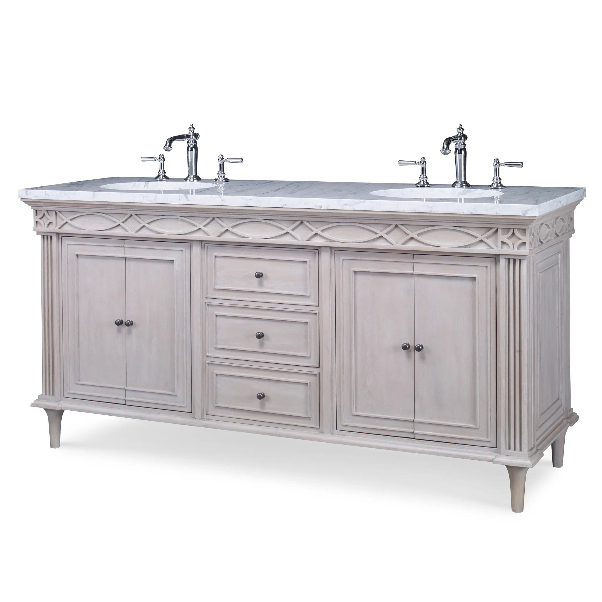 72" Seville Double Sink Chest - French White by Ambella Home image 1