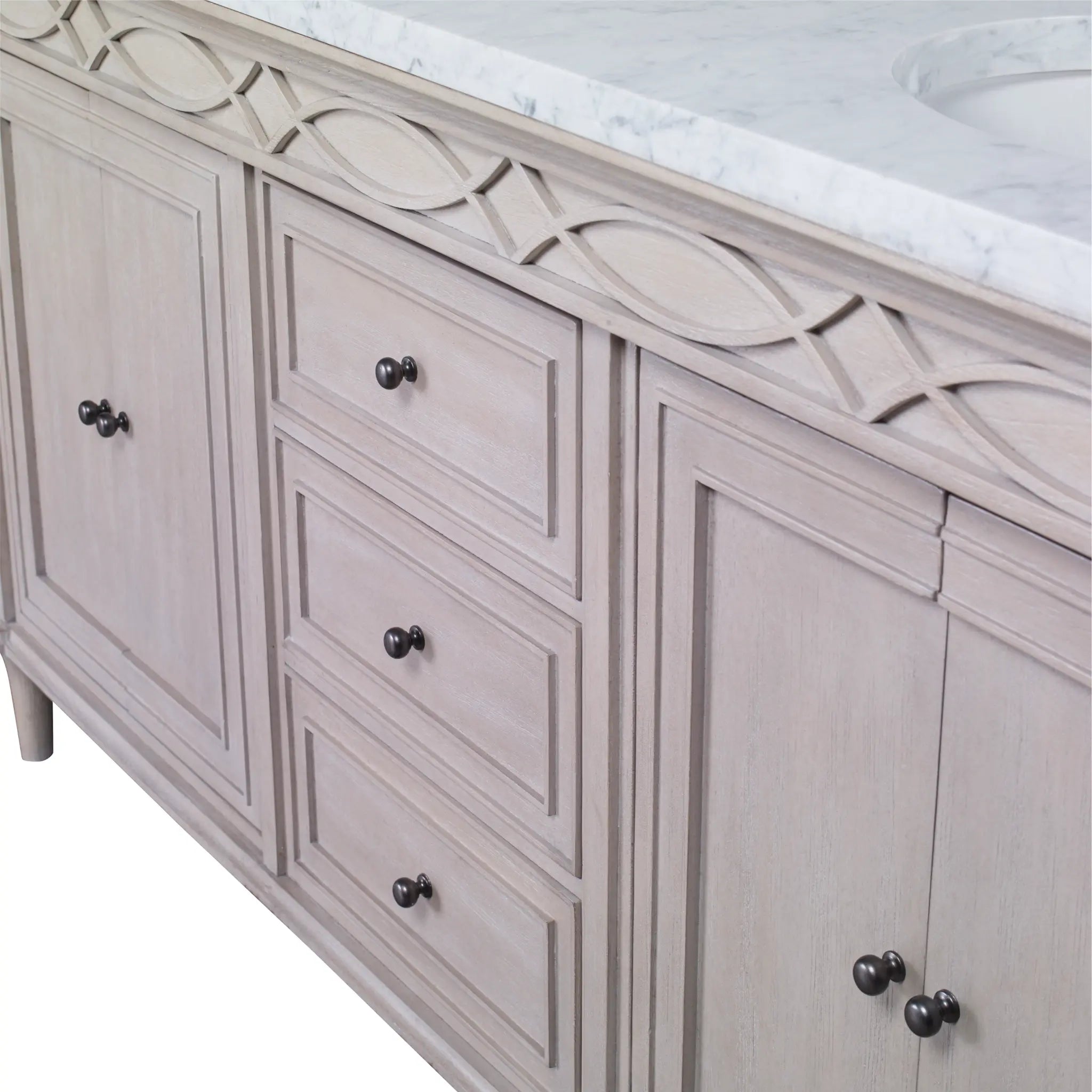 72" Seville Double Sink Chest - French White by Ambella Home image 2