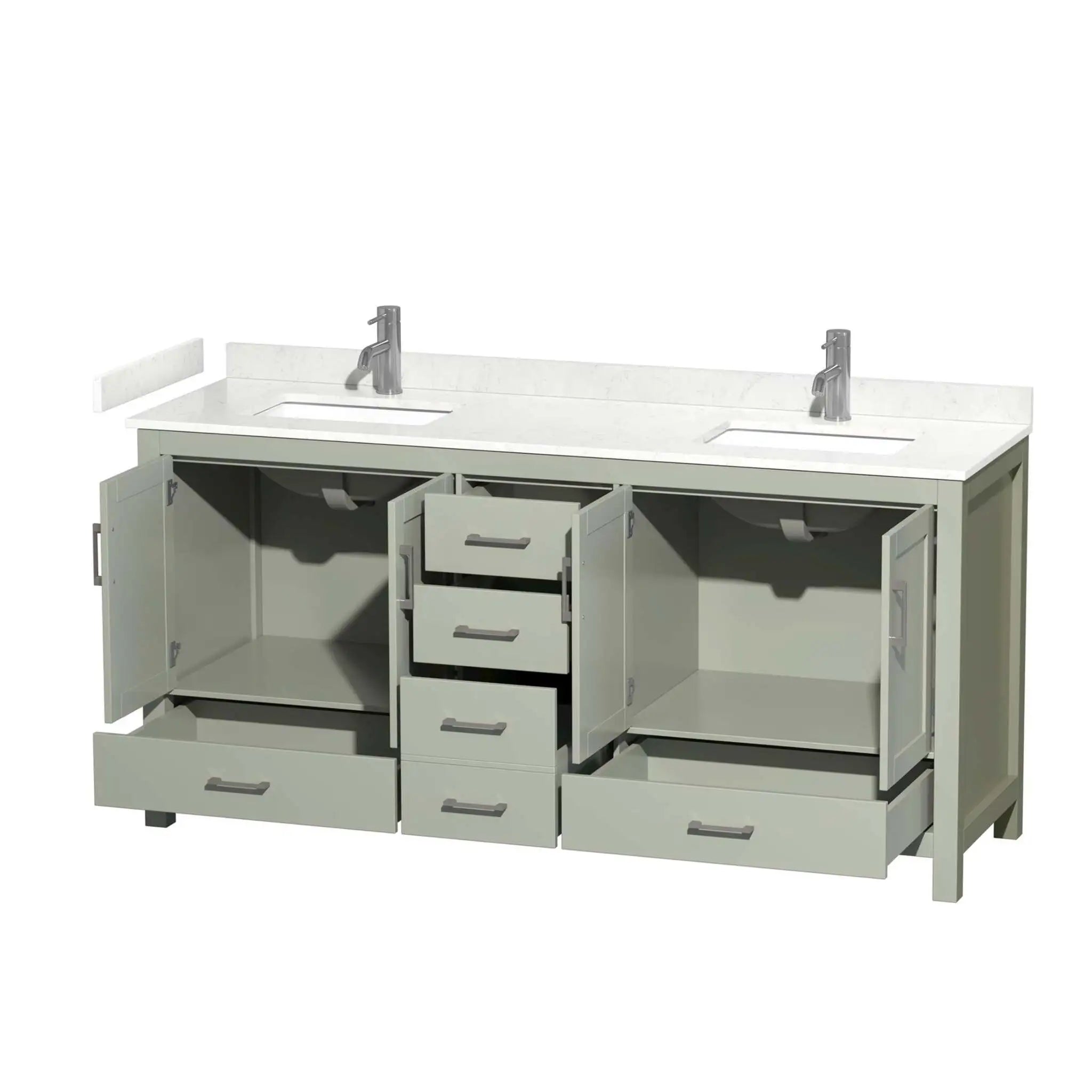 72" Sheffield 72 inch Double Bathroom Vanity in Light Green with Brushed Nickel Trim by Wyndham