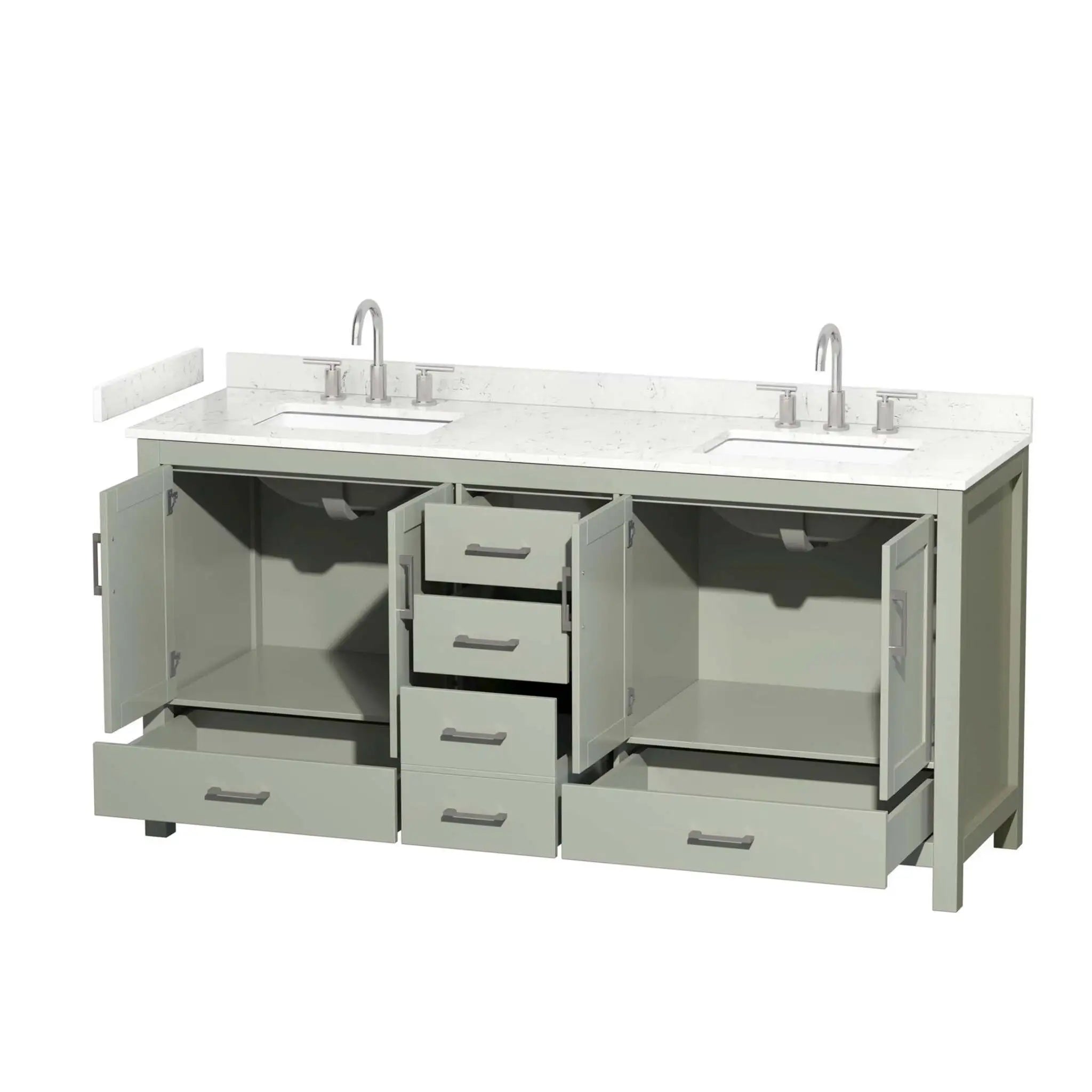 72" Sheffield 72 inch Double Bathroom Vanity in Light Green with Brushed Nickel Trim by Wyndham