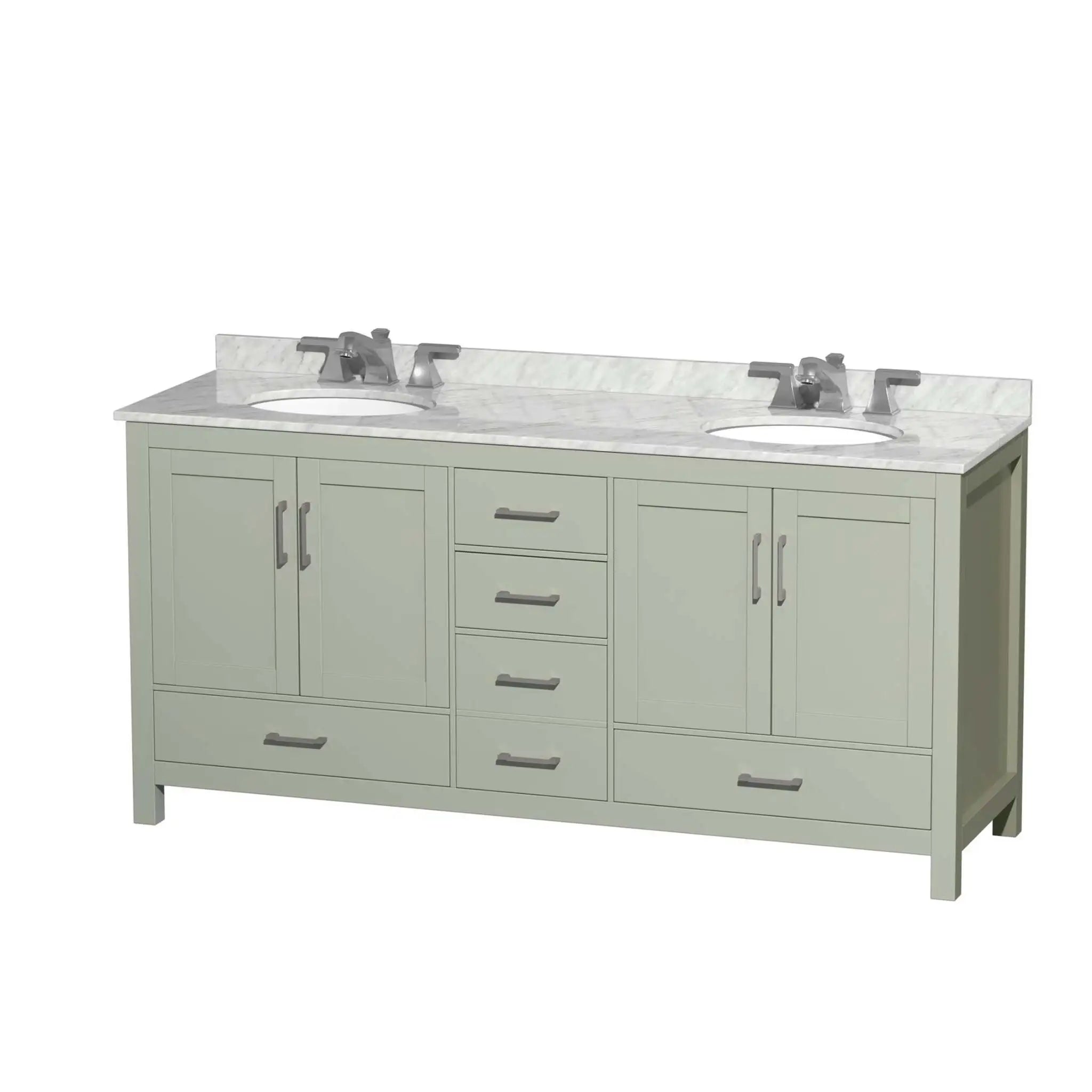 72" Sheffield 72 inch Double Bathroom Vanity in Light Green with Brushed Nickel Trim by Wyndham