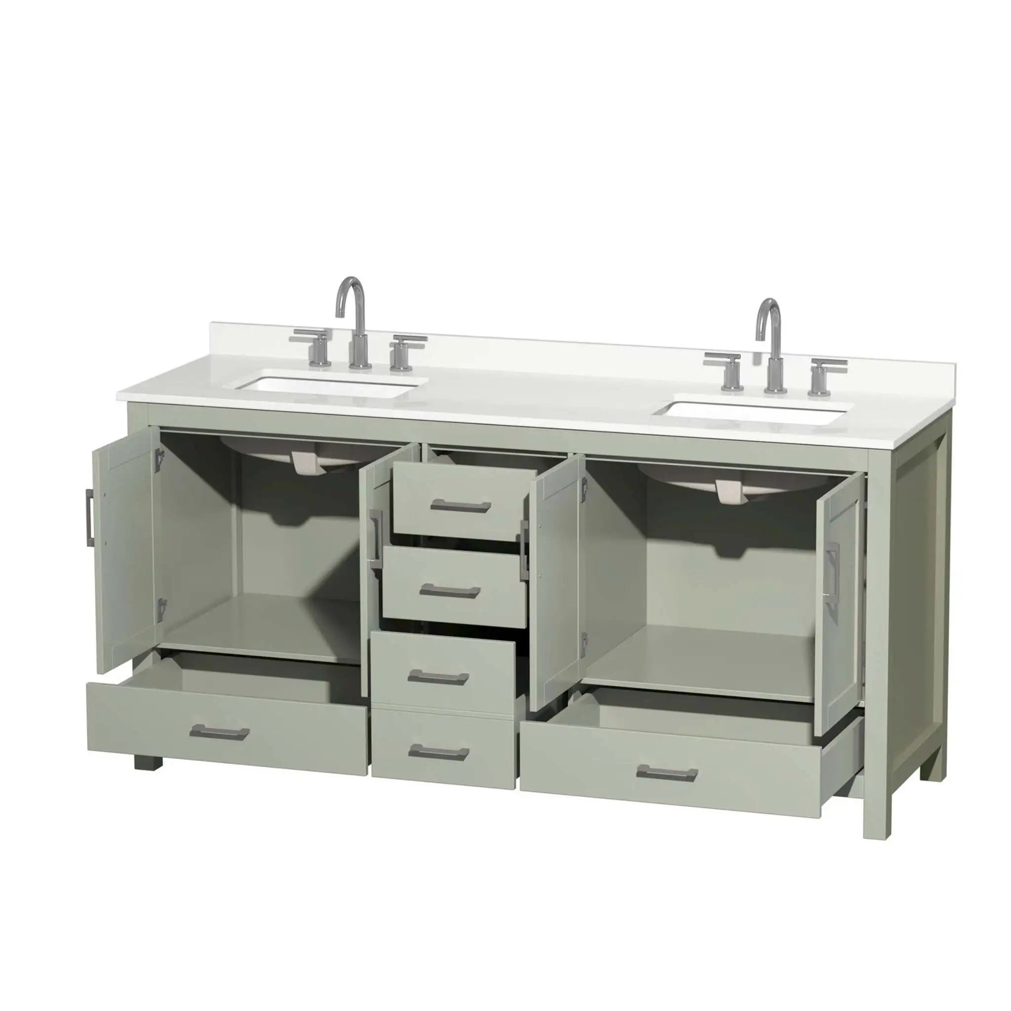 72" Sheffield 72 inch Double Bathroom Vanity in Light Green with Brushed Nickel Trim by Wyndham