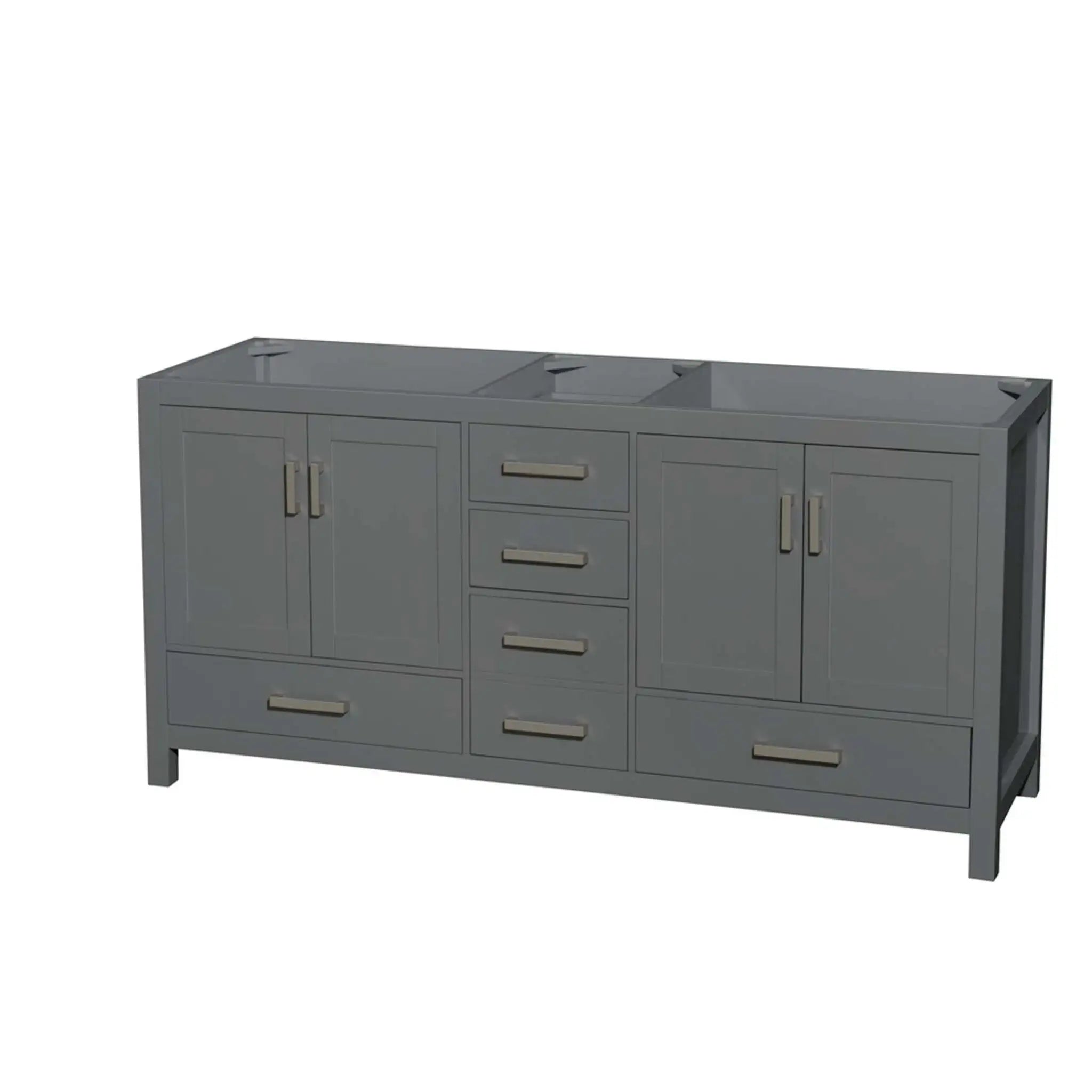 72" Sheffield Double Bathroom Vanity in Dark Gray with Brushed Chrome Trim by Wyndham