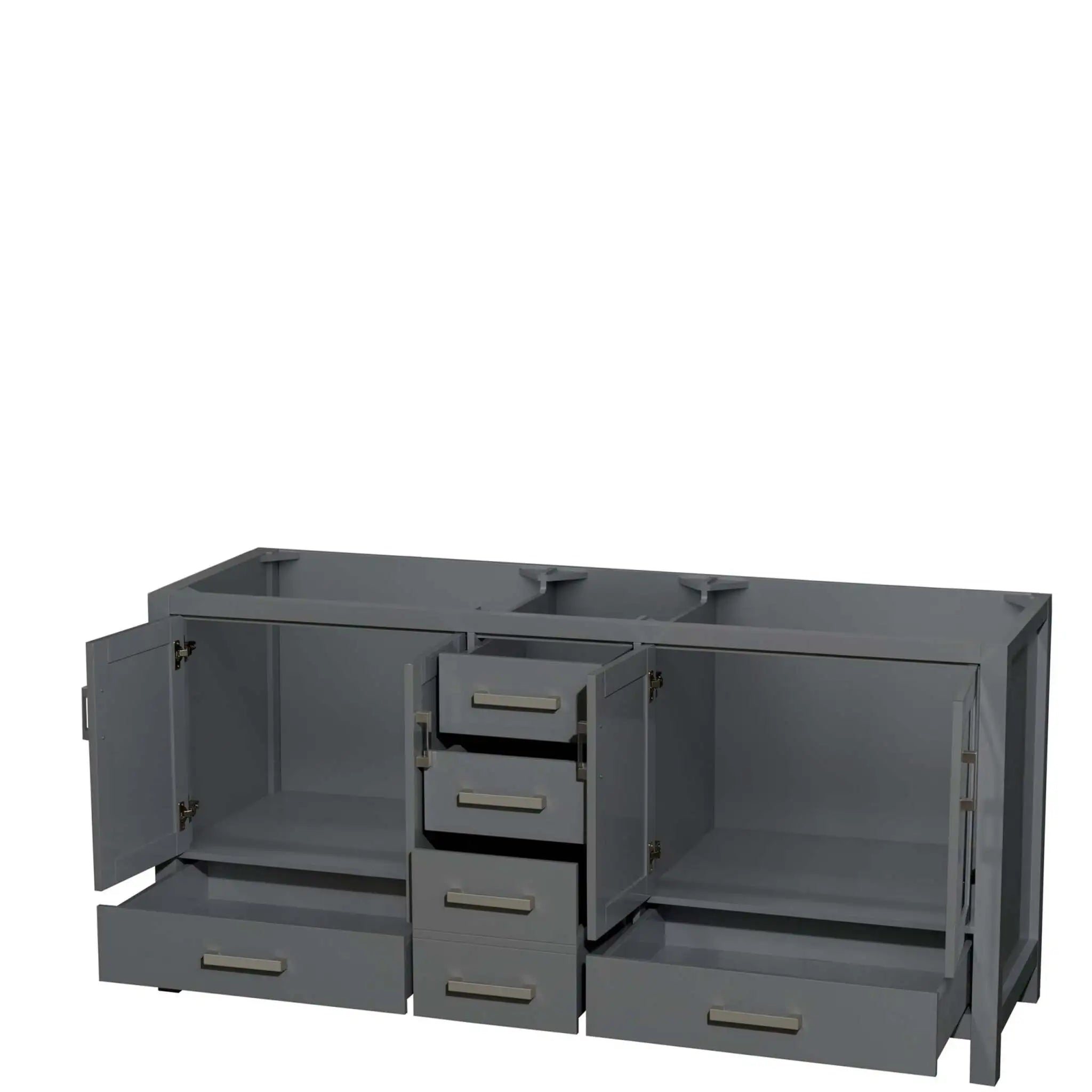 72" Sheffield Double Bathroom Vanity in Dark Gray with Brushed Chrome Trim by Wyndham