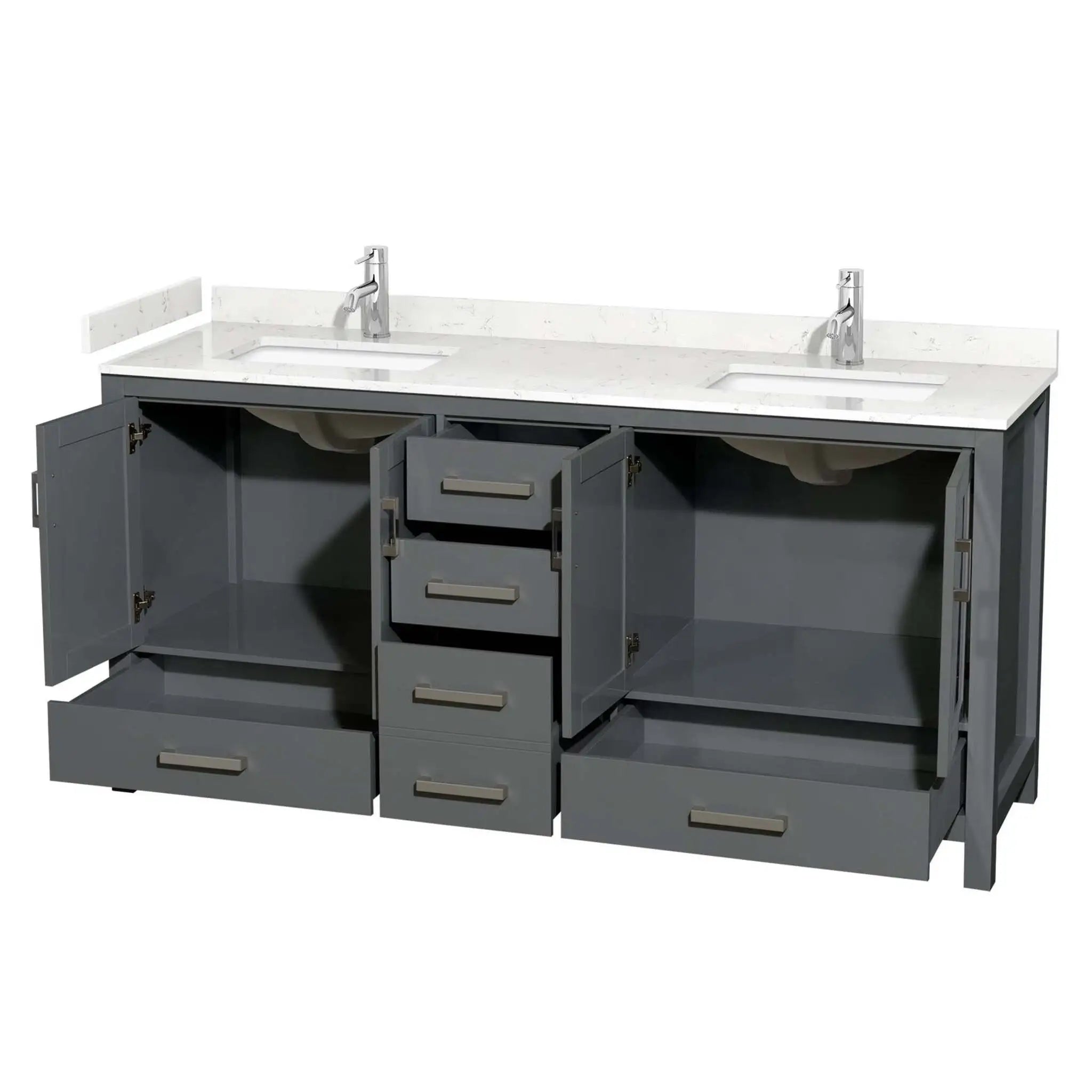 72" Sheffield Double Bathroom Vanity in Dark Gray with Brushed Chrome Trim by Wyndham