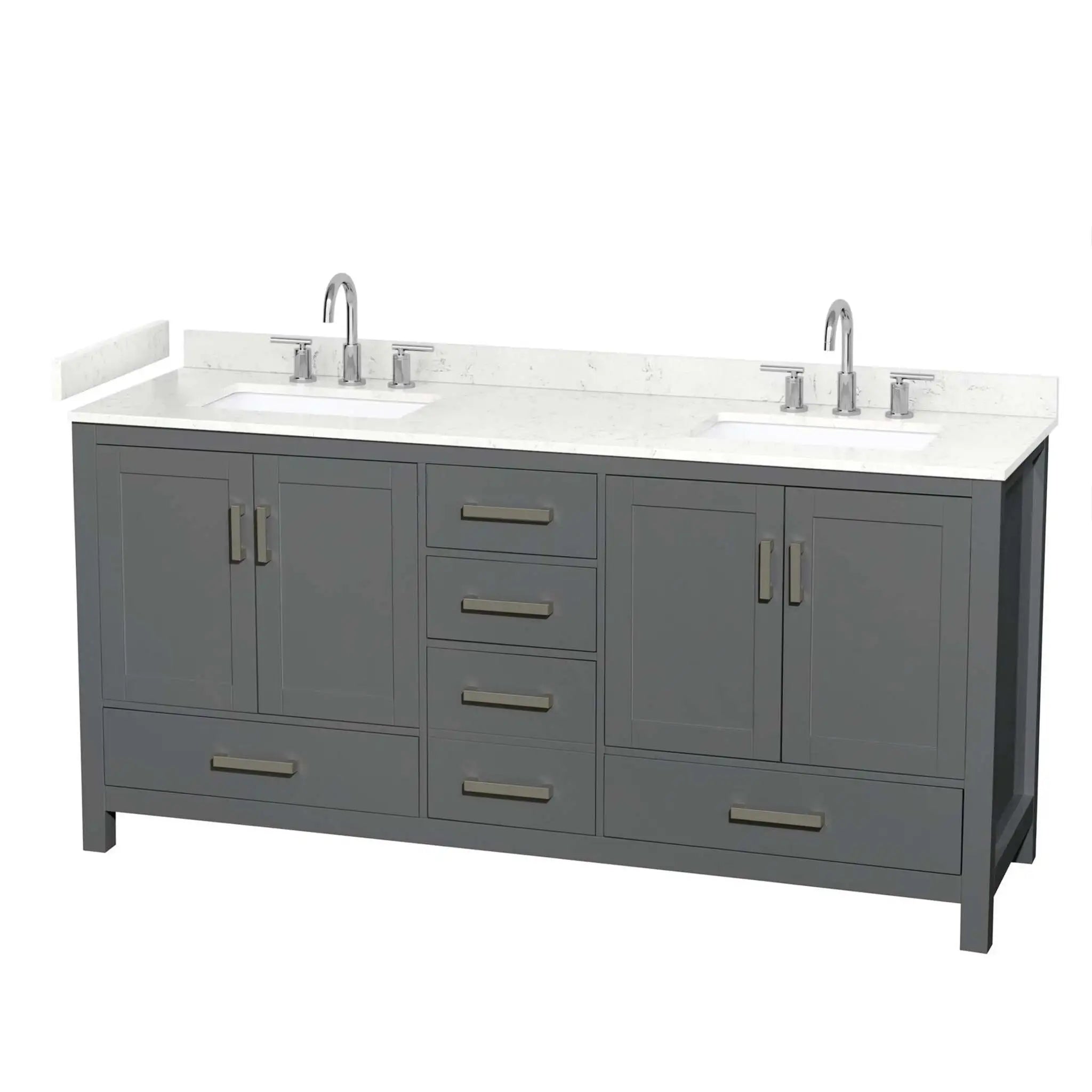 72" Sheffield Double Bathroom Vanity in Dark Gray with Brushed Chrome Trim by Wyndham
