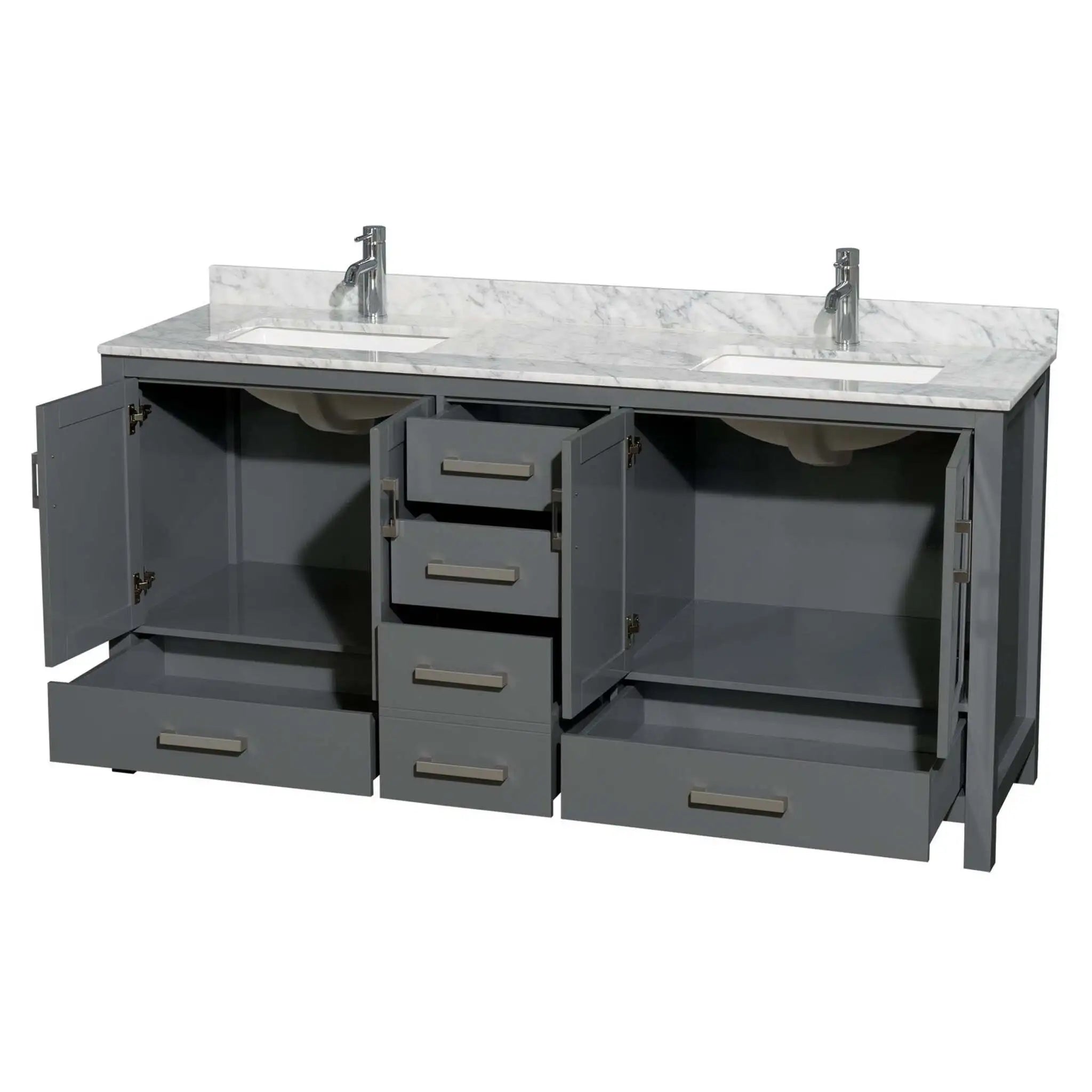 72" Sheffield Double Bathroom Vanity in Dark Gray with Brushed Chrome Trim by Wyndham