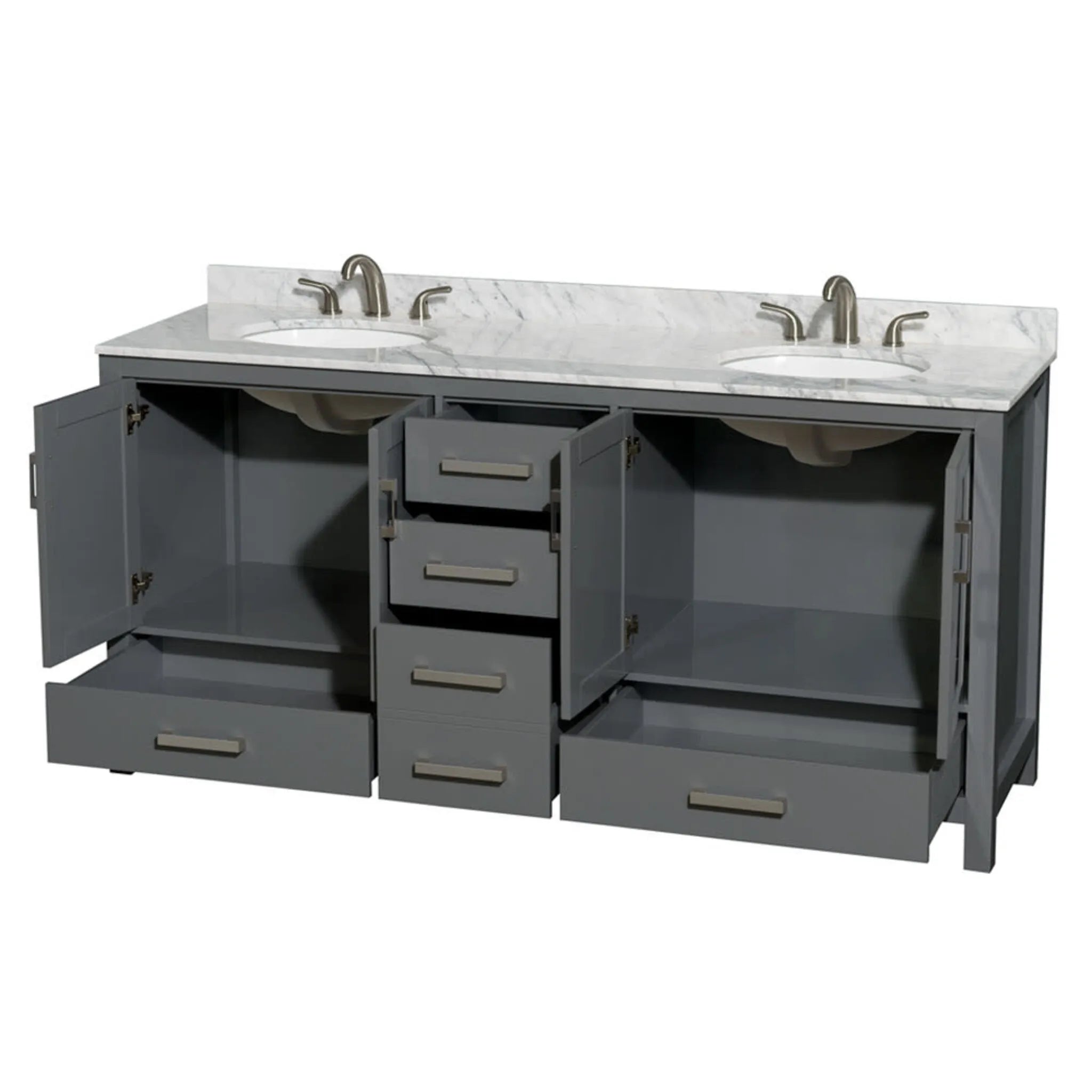 72" Sheffield Double Bathroom Vanity in Dark Gray with Brushed Chrome Trim by Wyndham