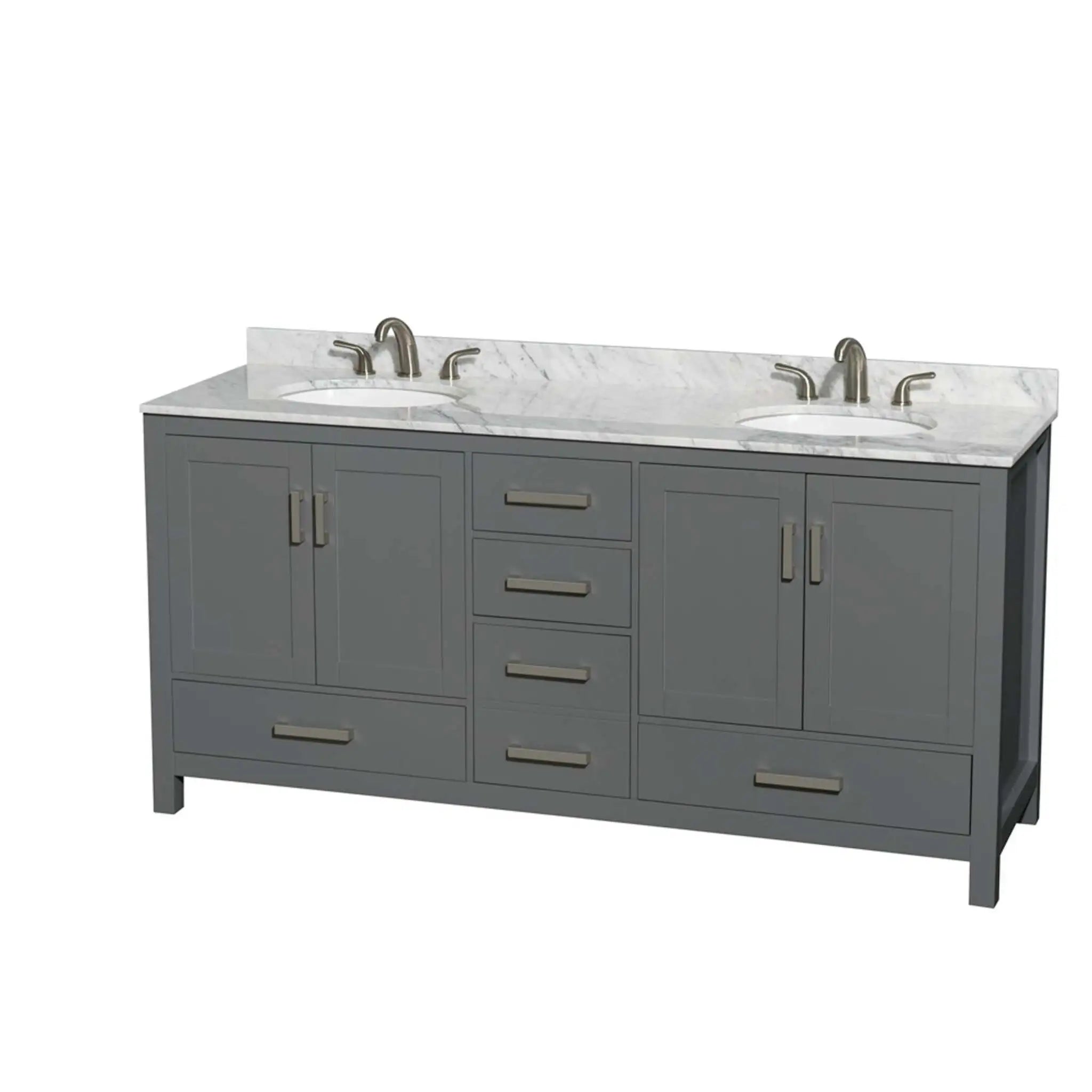 72" Sheffield Double Bathroom Vanity in Dark Gray with Brushed Chrome Trim by Wyndham