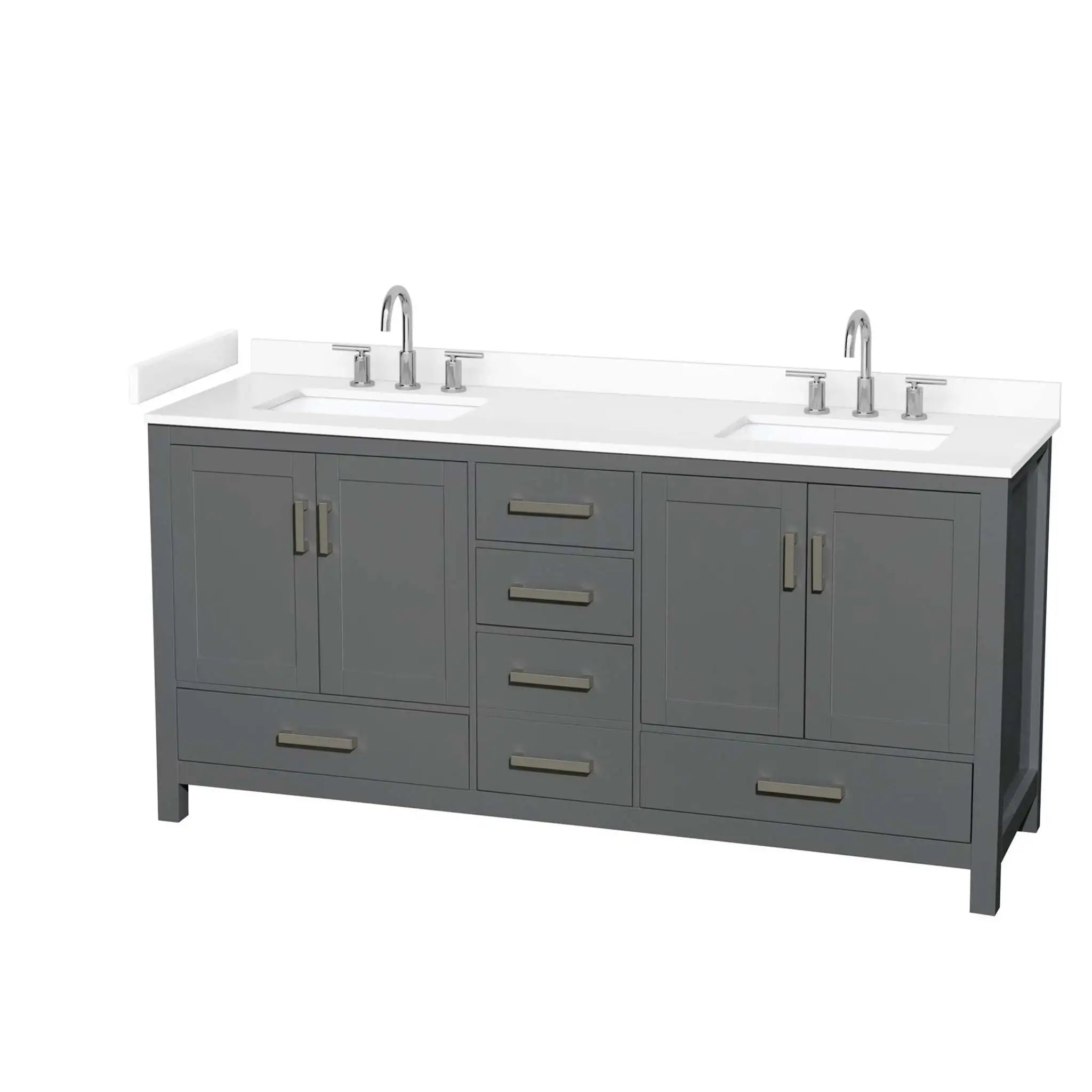 72" Sheffield Double Bathroom Vanity in Dark Gray with Brushed Chrome Trim by Wyndham