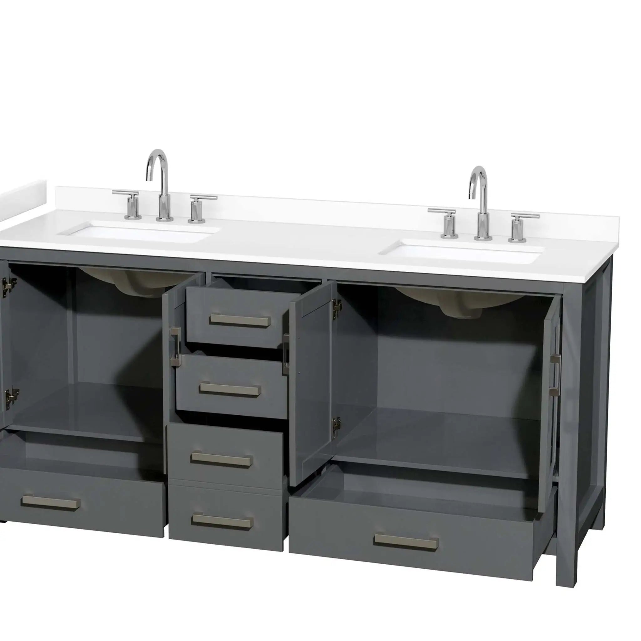 72" Sheffield Double Bathroom Vanity in Dark Gray with Brushed Chrome Trim by Wyndham