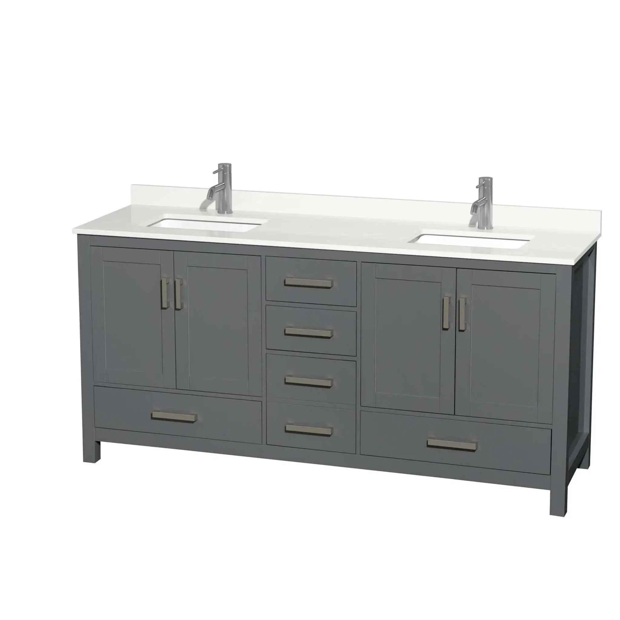 72" Sheffield Double Bathroom Vanity in Dark Gray with Brushed Chrome Trim by Wyndham