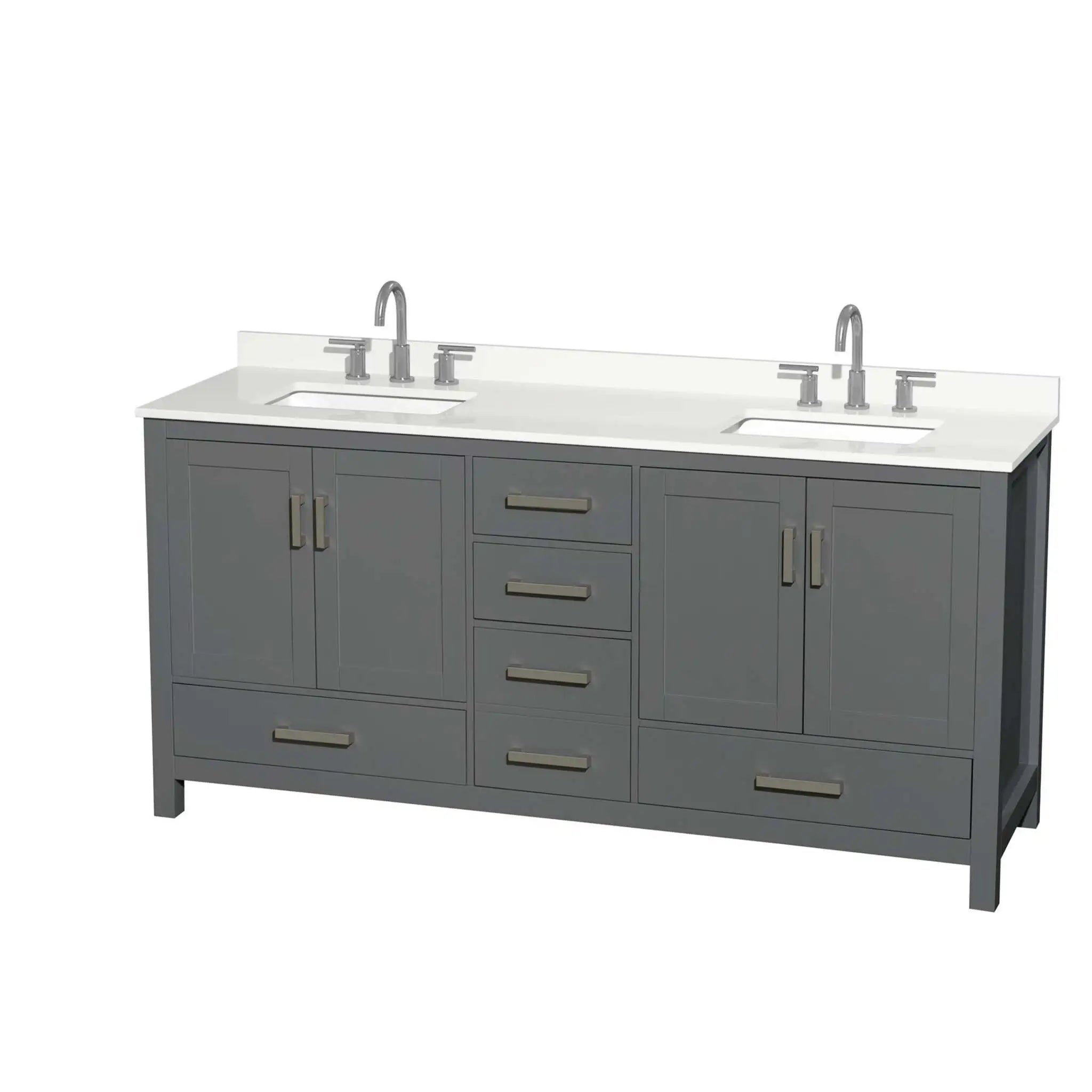 72" Sheffield Double Bathroom Vanity in Dark Gray with Brushed Chrome Trim by Wyndham