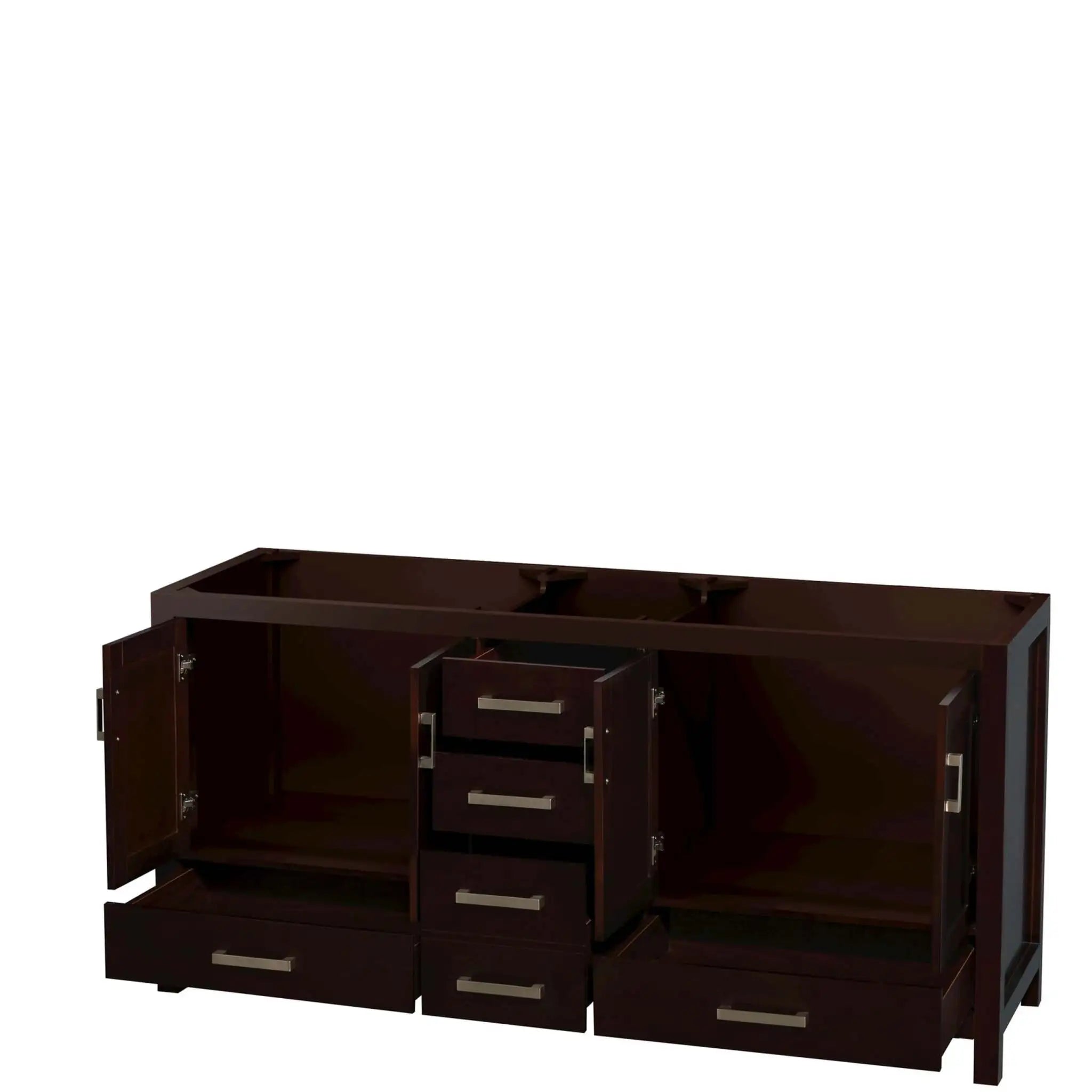 72" Sheffield Double Bathroom Vanity in Espresso with Brushed Chrome Trim by Wyndham