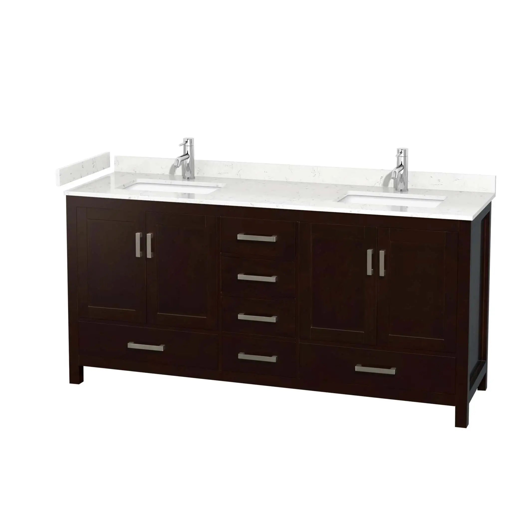 72" Sheffield Double Bathroom Vanity in Espresso with Brushed Chrome Trim by Wyndham
