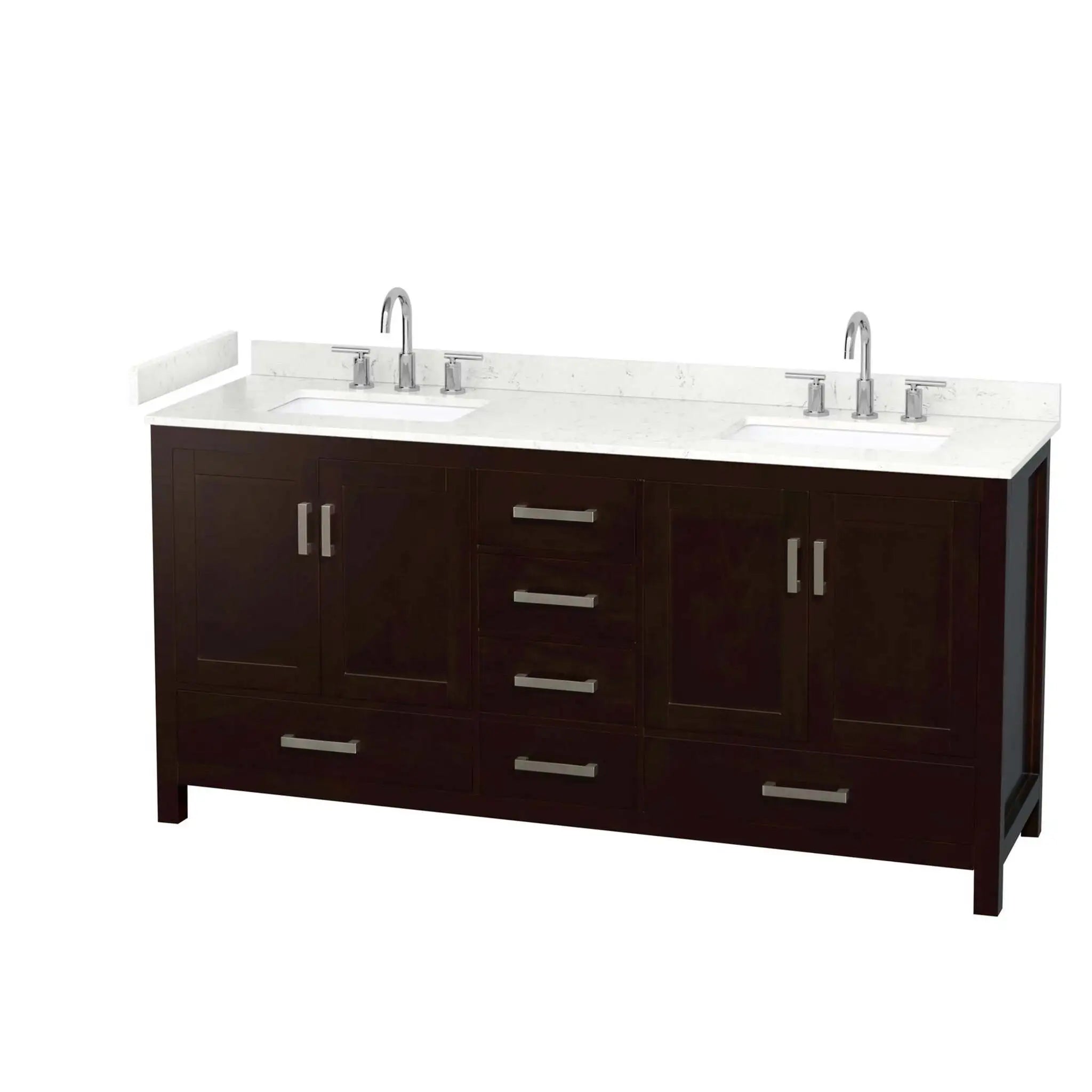 72" Sheffield Double Bathroom Vanity in Espresso with Brushed Chrome Trim by Wyndham