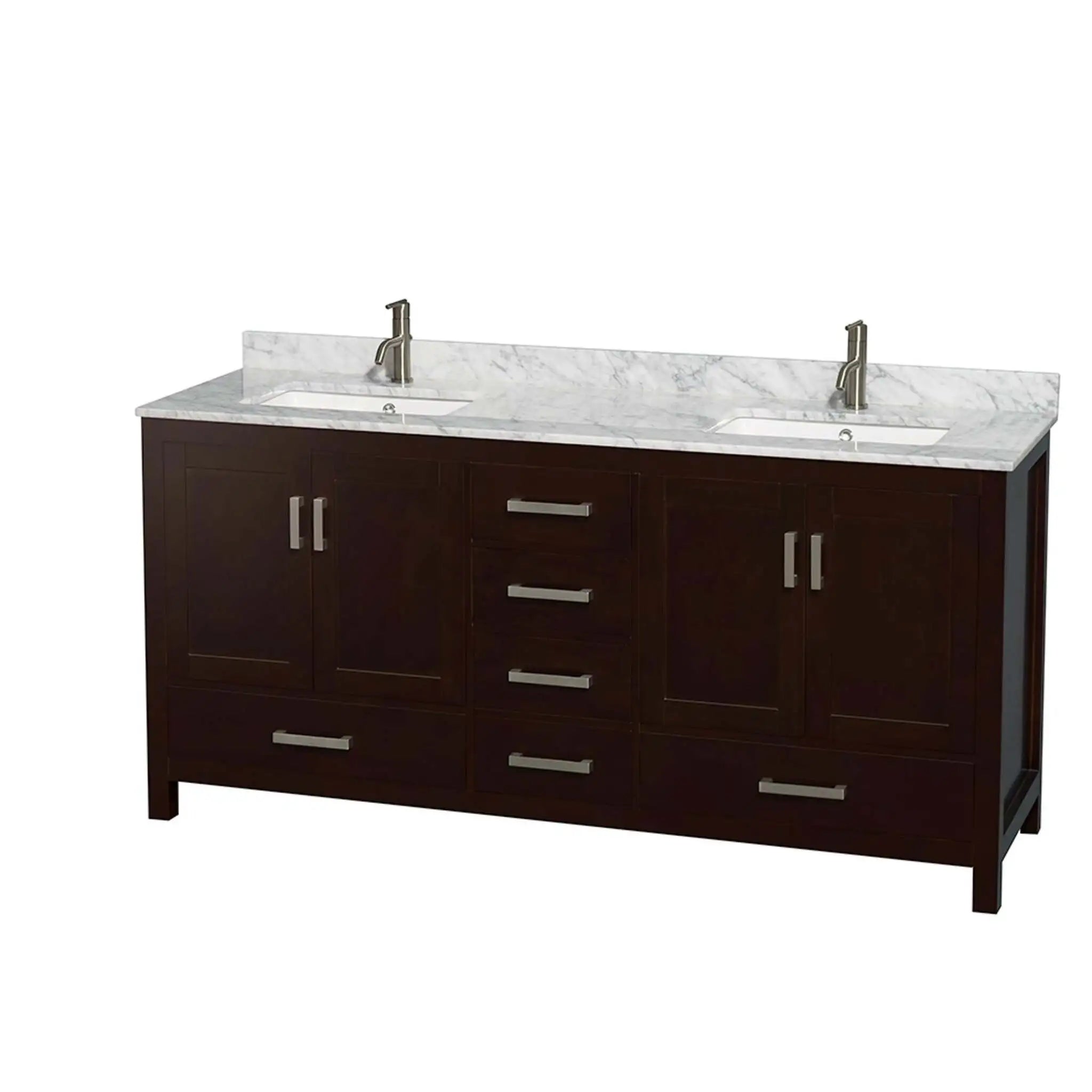 72" Sheffield Double Bathroom Vanity in Espresso with Brushed Chrome Trim by Wyndham