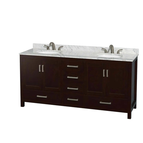 72" Sheffield Double Bathroom Vanity in Espresso with Brushed Chrome Trim by Wyndham