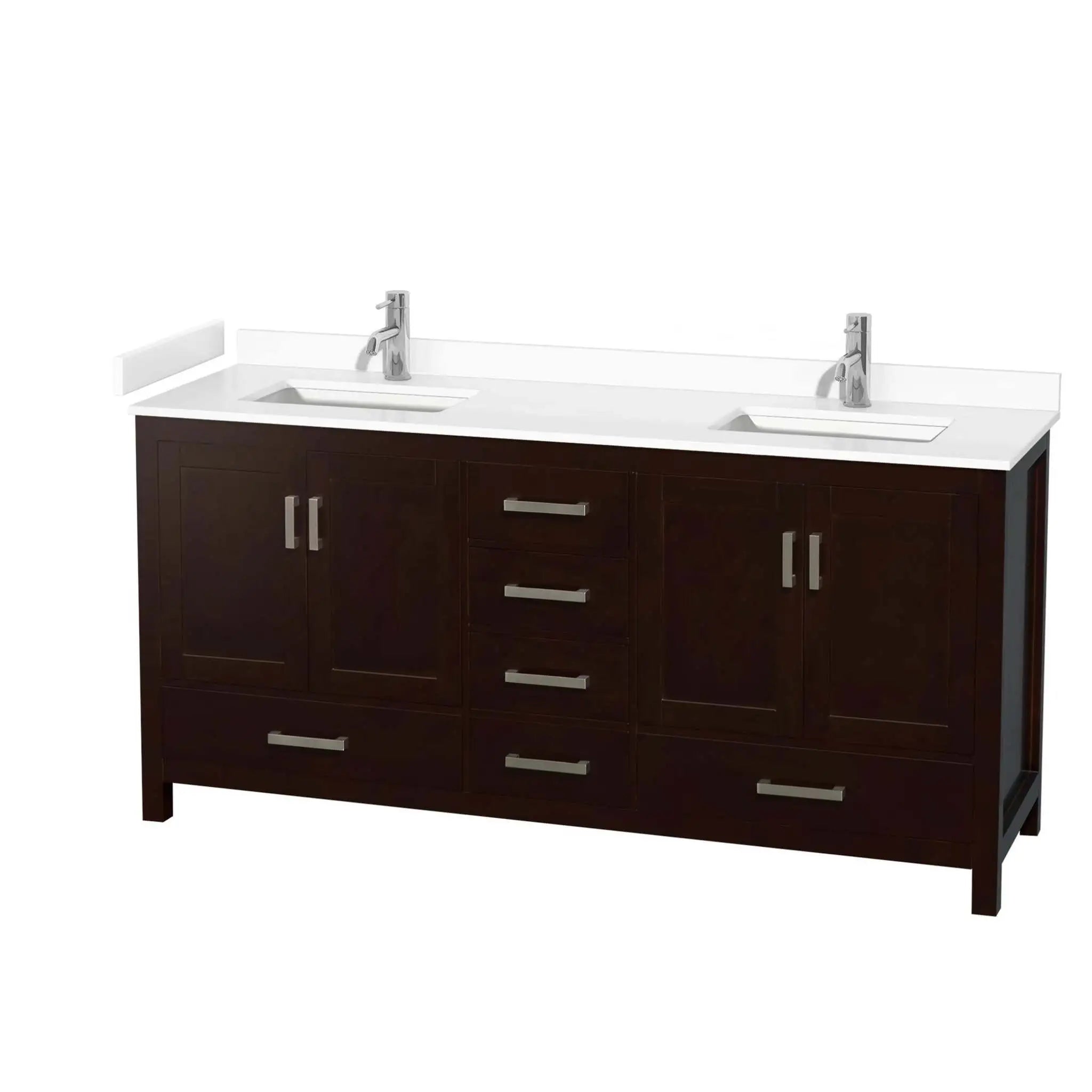 72" Sheffield Double Bathroom Vanity in Espresso with Brushed Chrome Trim by Wyndham
