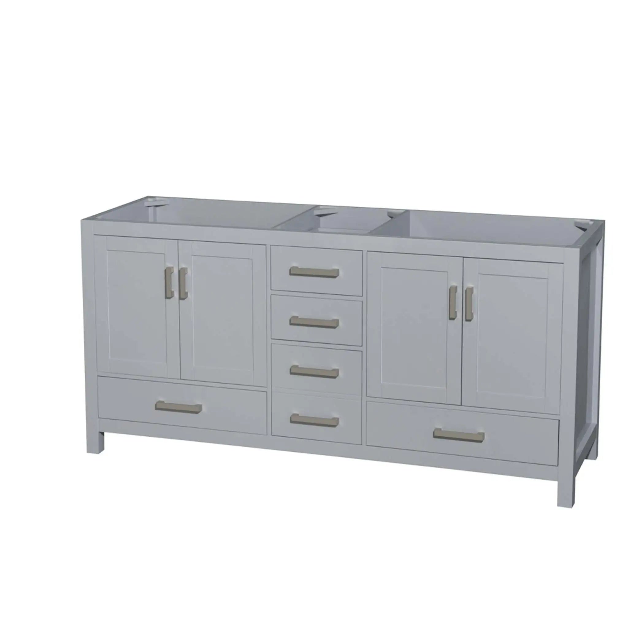72" Sheffield Double Bathroom Vanity in Gray with Brushed Chrome Trim by Wyndham