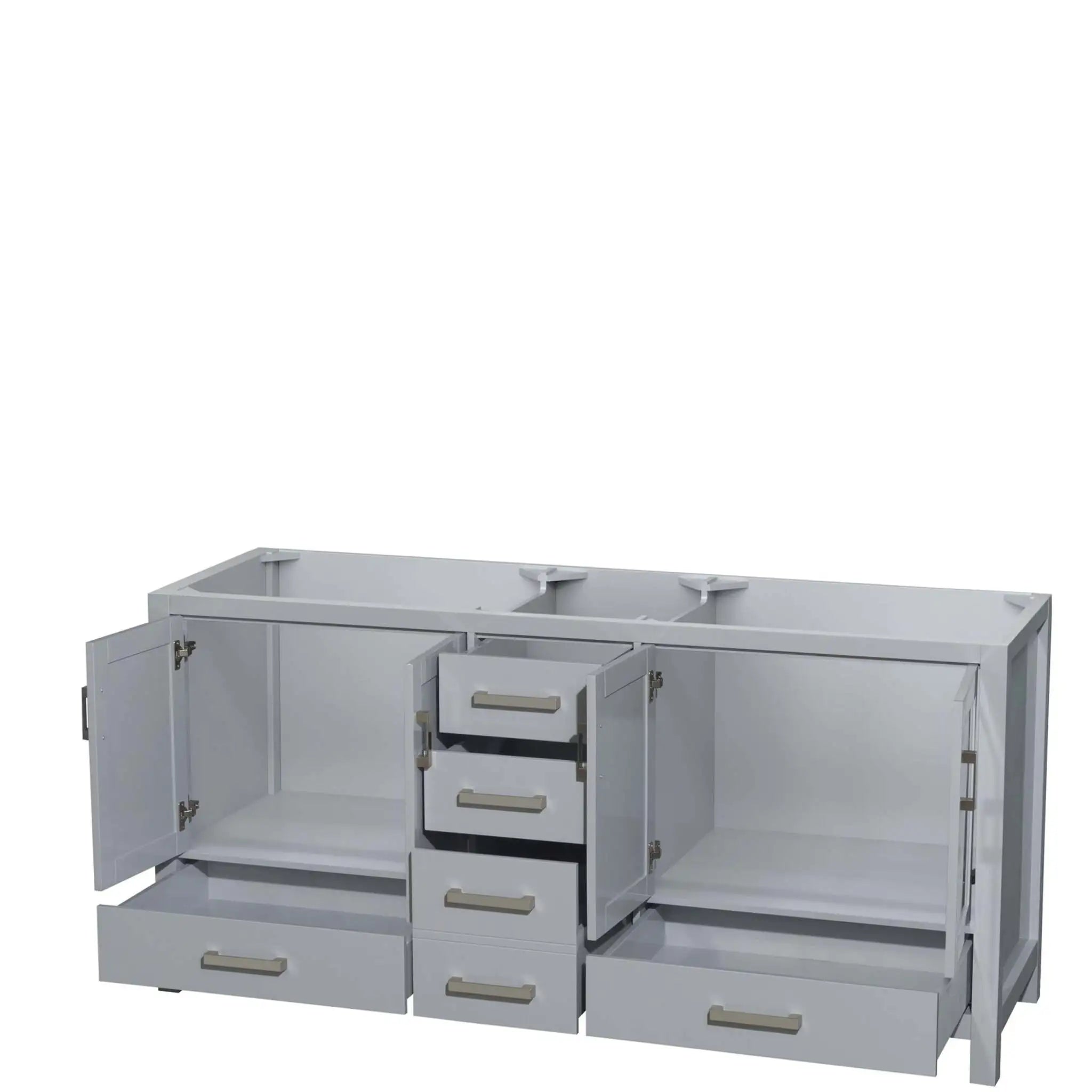 72" Sheffield Double Bathroom Vanity in Gray with Brushed Chrome Trim by Wyndham