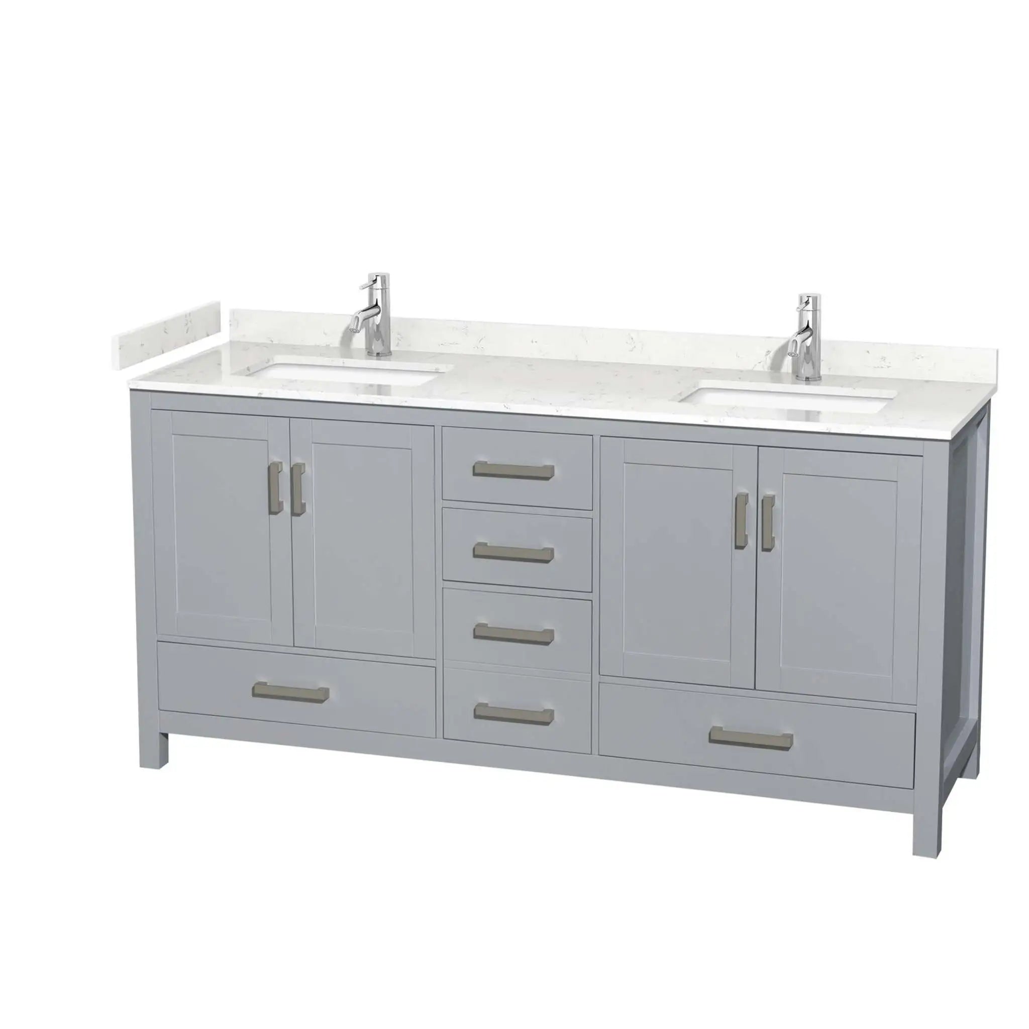 72" Sheffield Double Bathroom Vanity in Gray with Brushed Chrome Trim by Wyndham