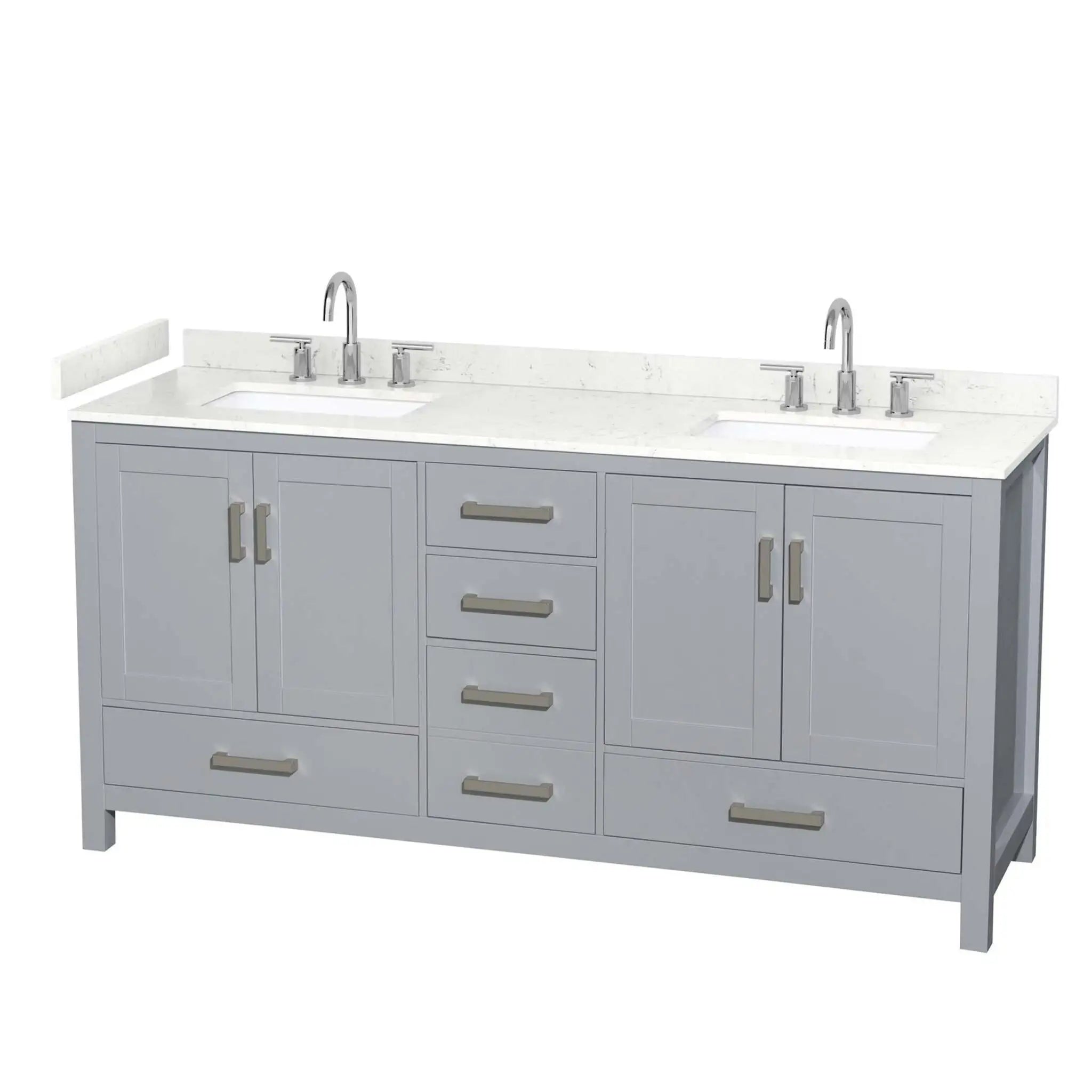 72" Sheffield Double Bathroom Vanity in Gray with Brushed Chrome Trim by Wyndham