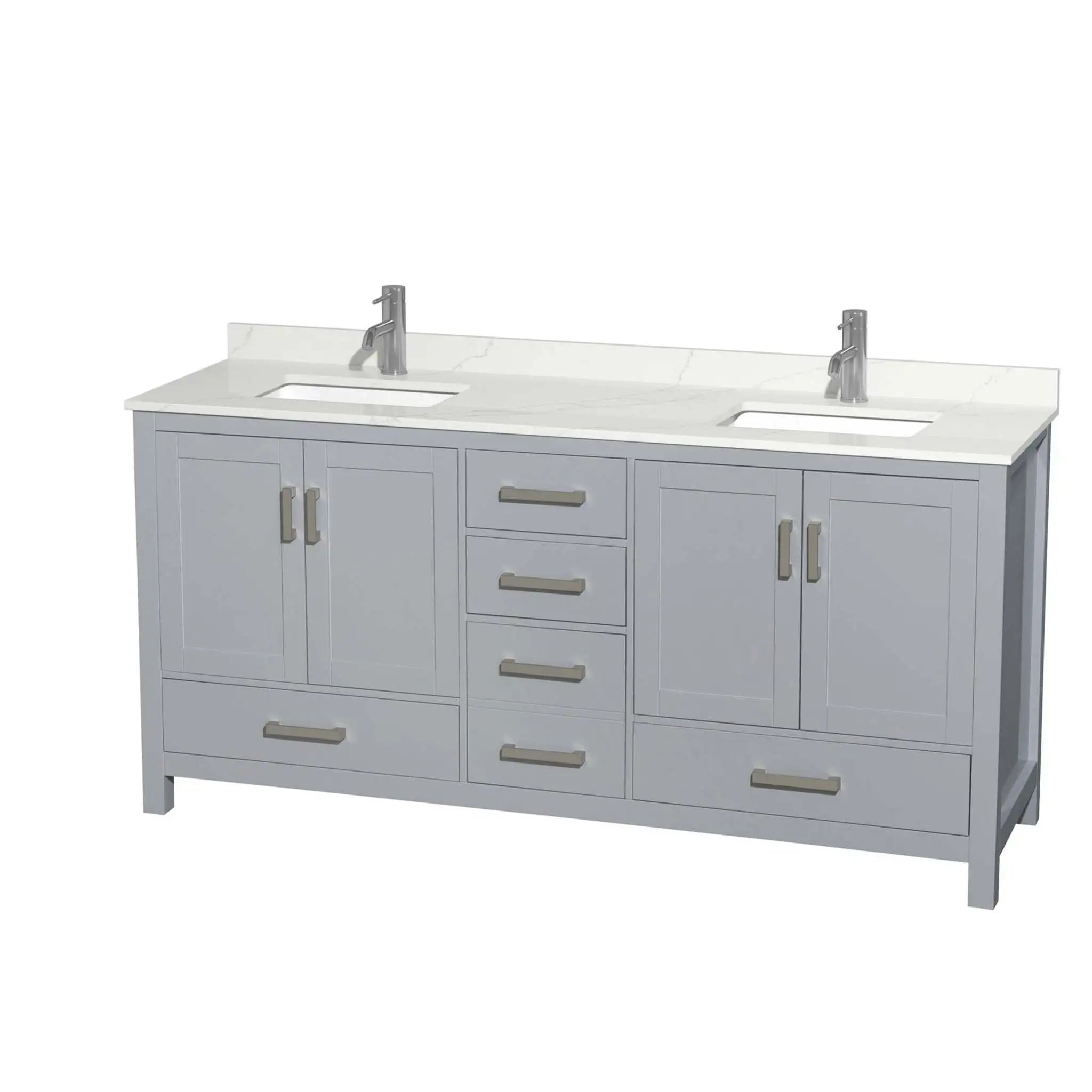 72" Sheffield Double Bathroom Vanity in Gray with Brushed Chrome Trim by Wyndham