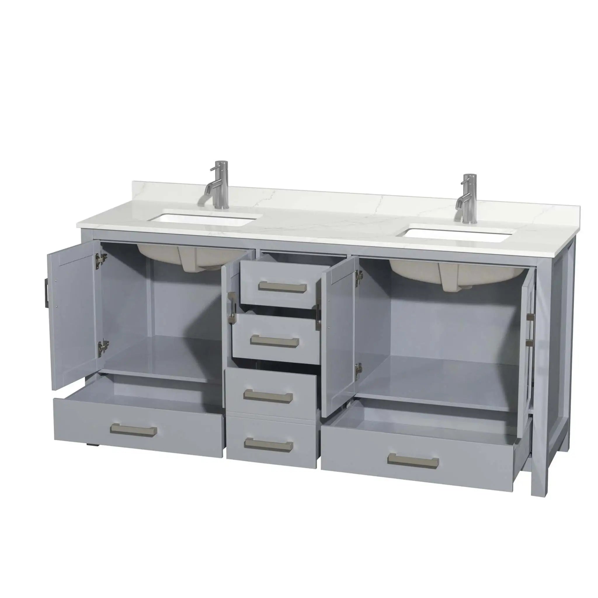 72" Sheffield Double Bathroom Vanity in Gray with Brushed Chrome Trim by Wyndham