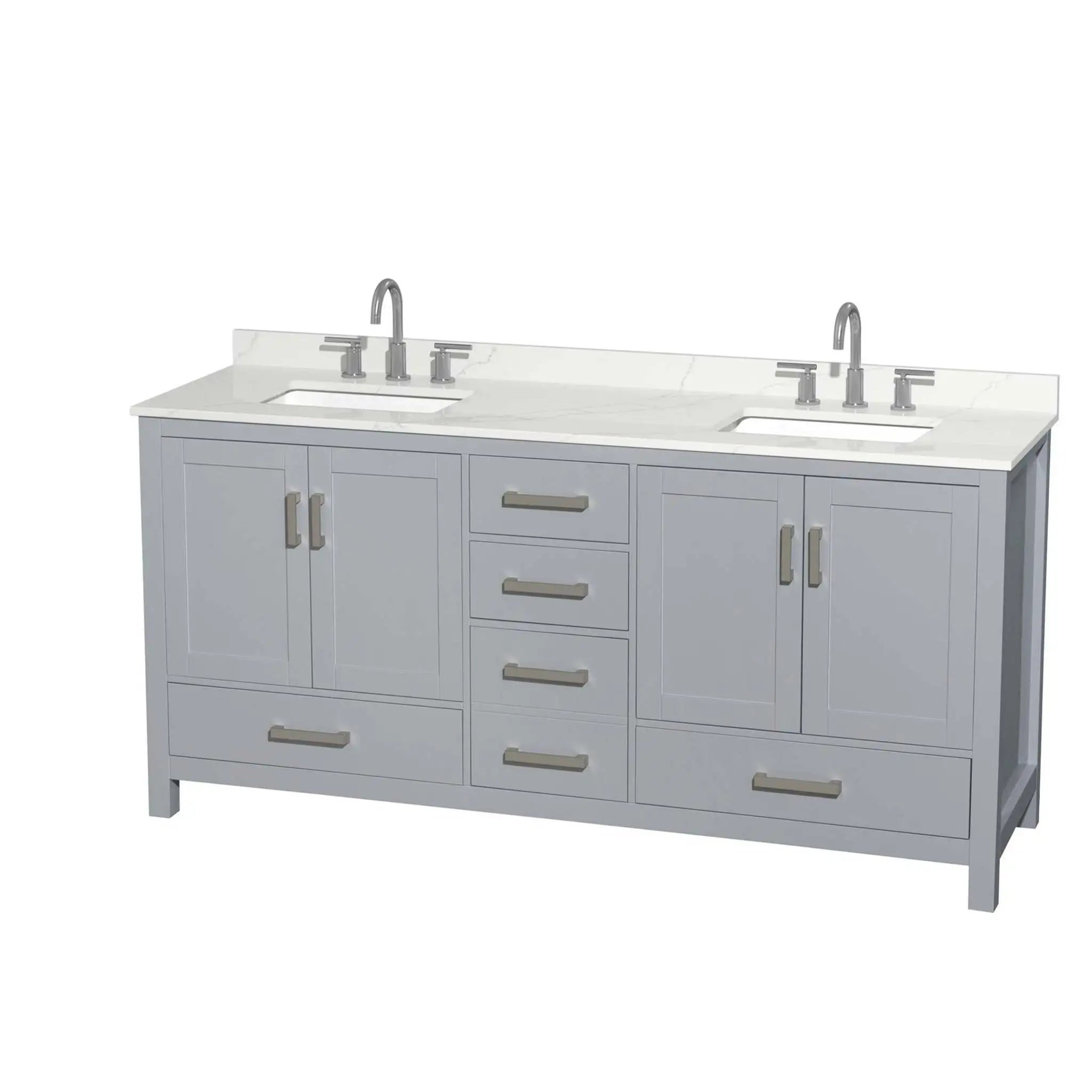 72" Sheffield Double Bathroom Vanity in Gray with Brushed Chrome Trim by Wyndham