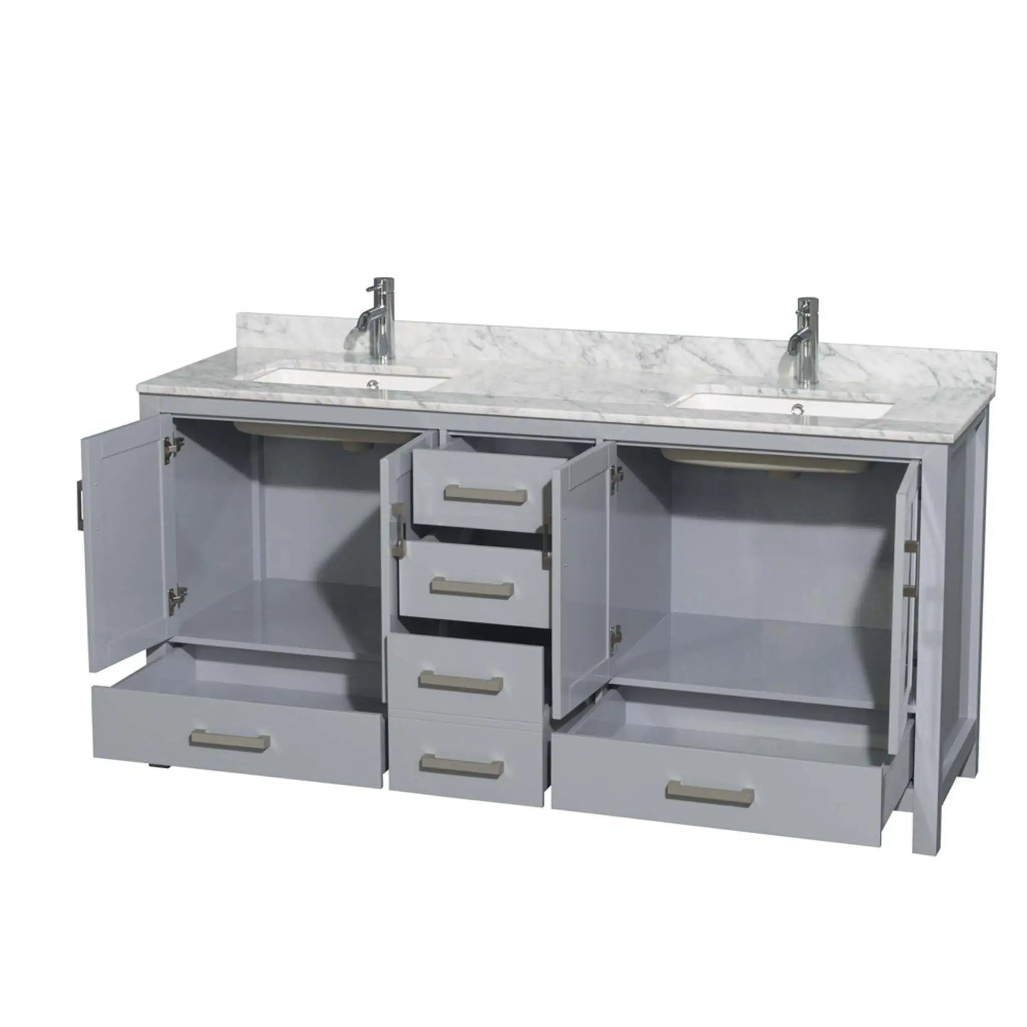 72" Sheffield Double Bathroom Vanity in Gray with Brushed Chrome Trim by Wyndham