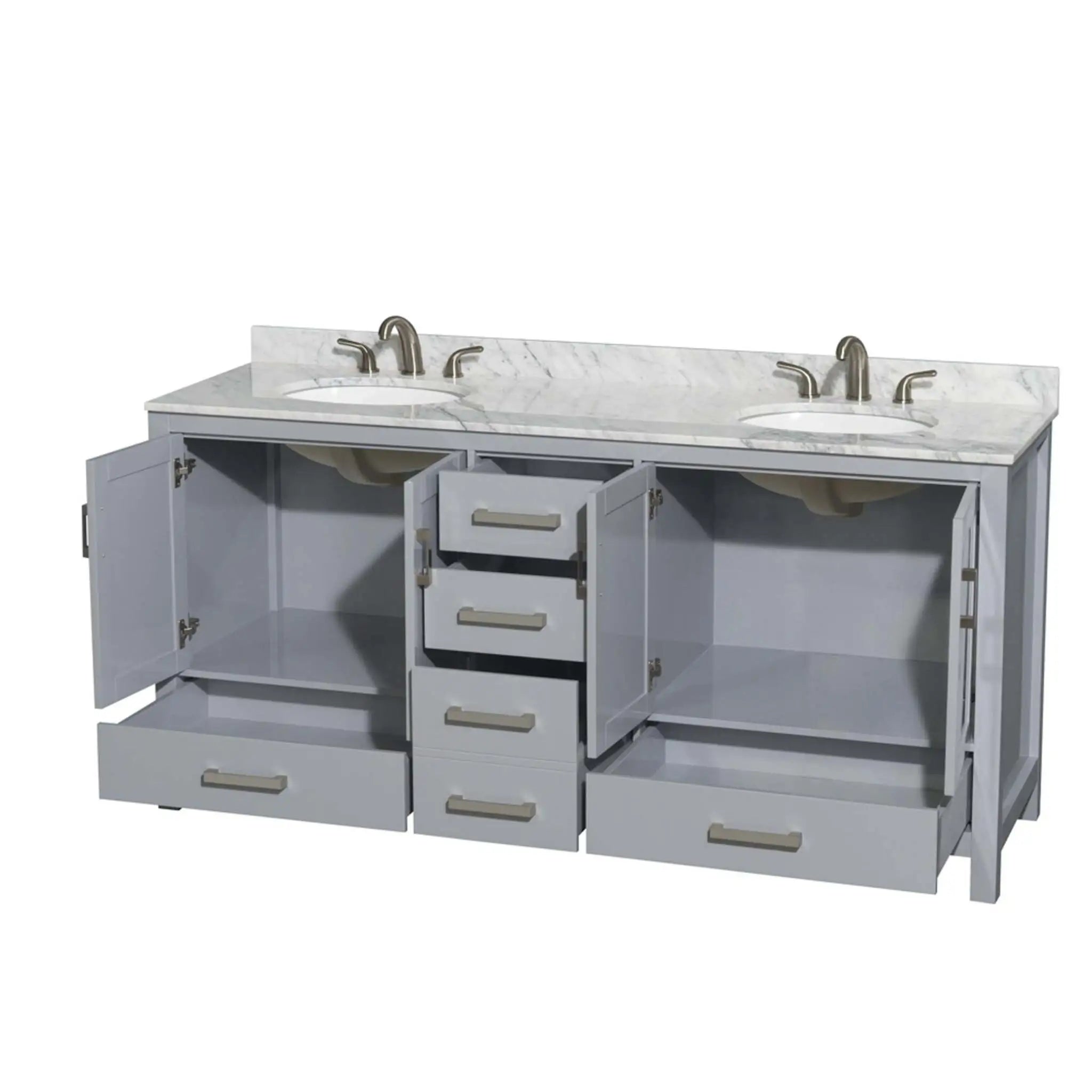 72" Sheffield Double Bathroom Vanity in Gray with Brushed Chrome Trim by Wyndham