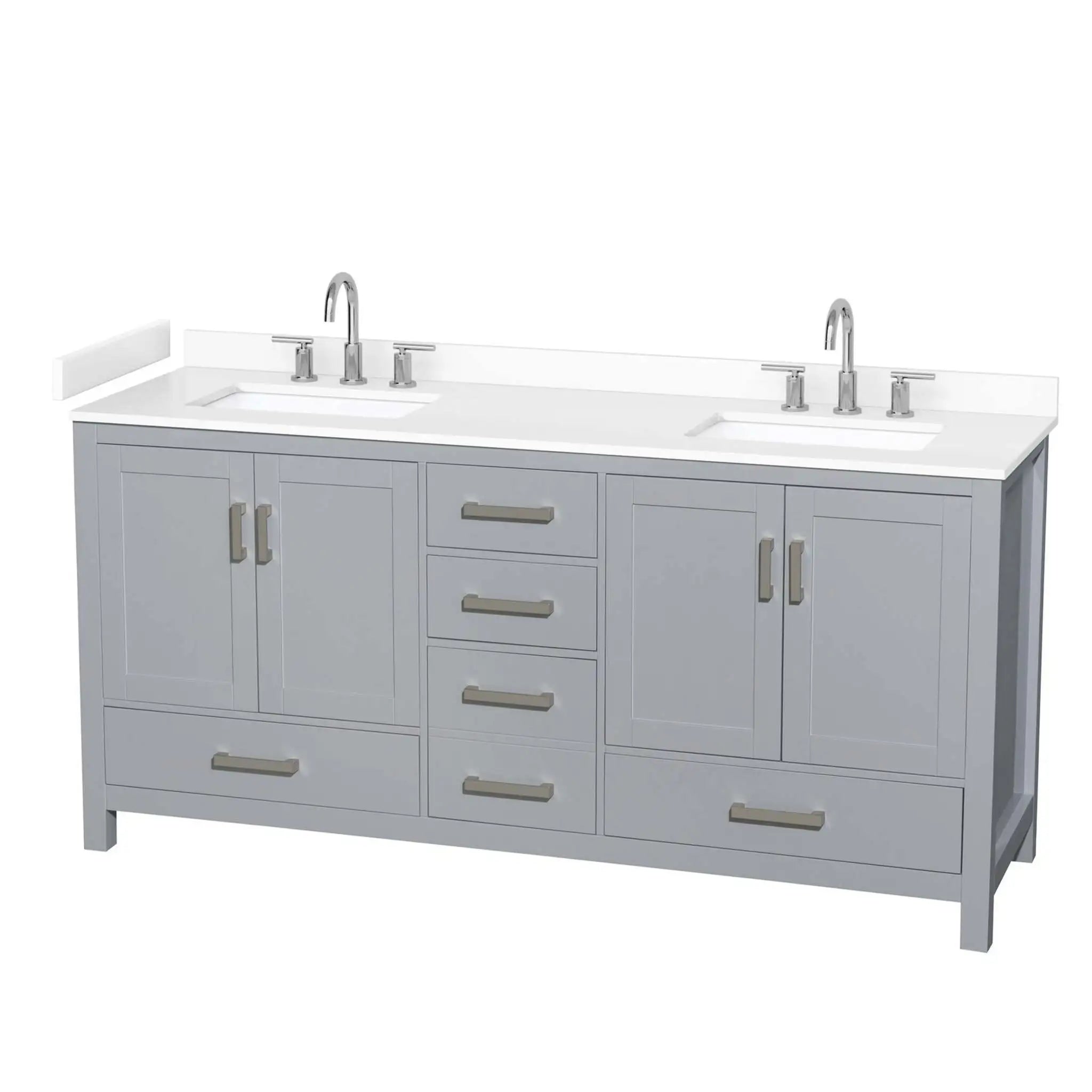 72" Sheffield Double Bathroom Vanity in Gray with Brushed Chrome Trim by Wyndham