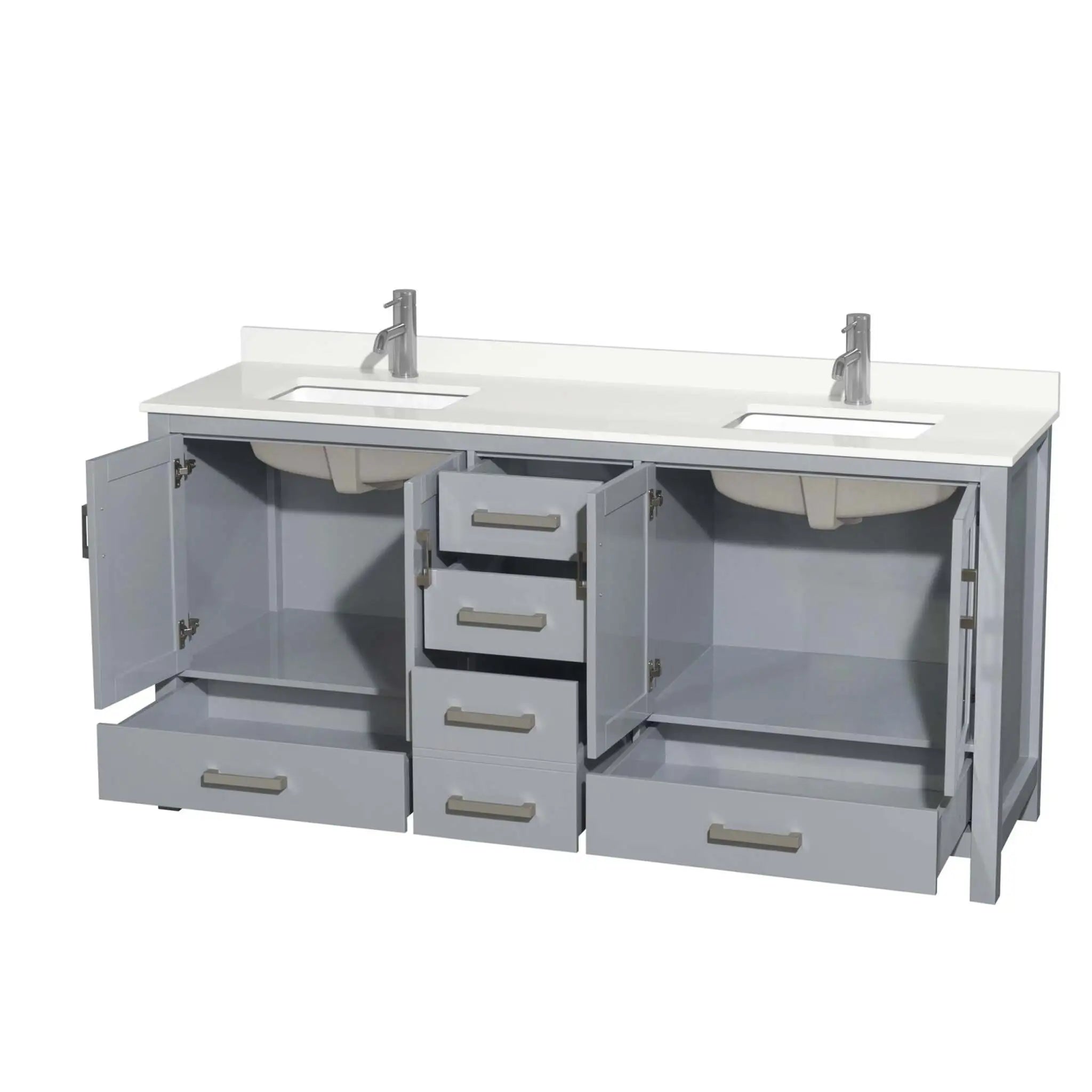 72" Sheffield Double Bathroom Vanity in Gray with Brushed Chrome Trim by Wyndham