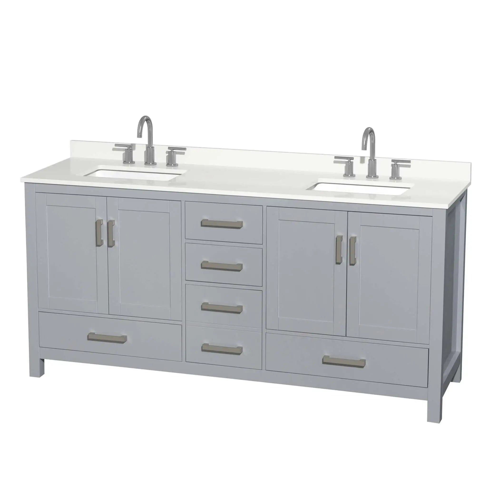 72" Sheffield Double Bathroom Vanity in Gray with Brushed Chrome Trim by Wyndham