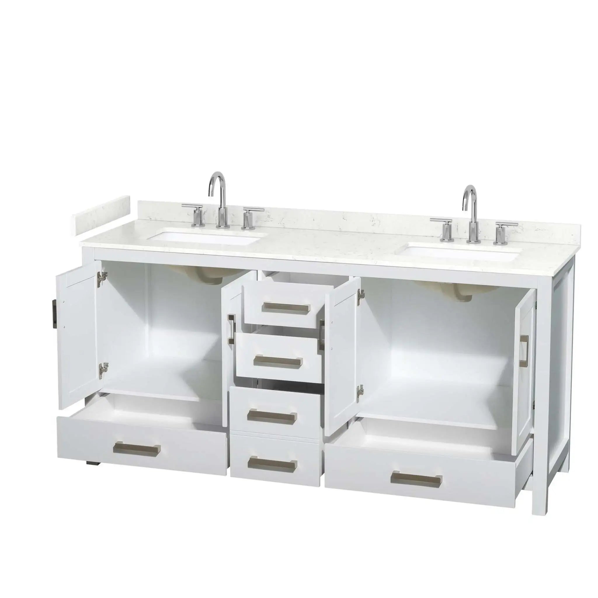 72" Sheffield Double Bathroom Vanity in White with Brushed Chrome Trim by Wyndham