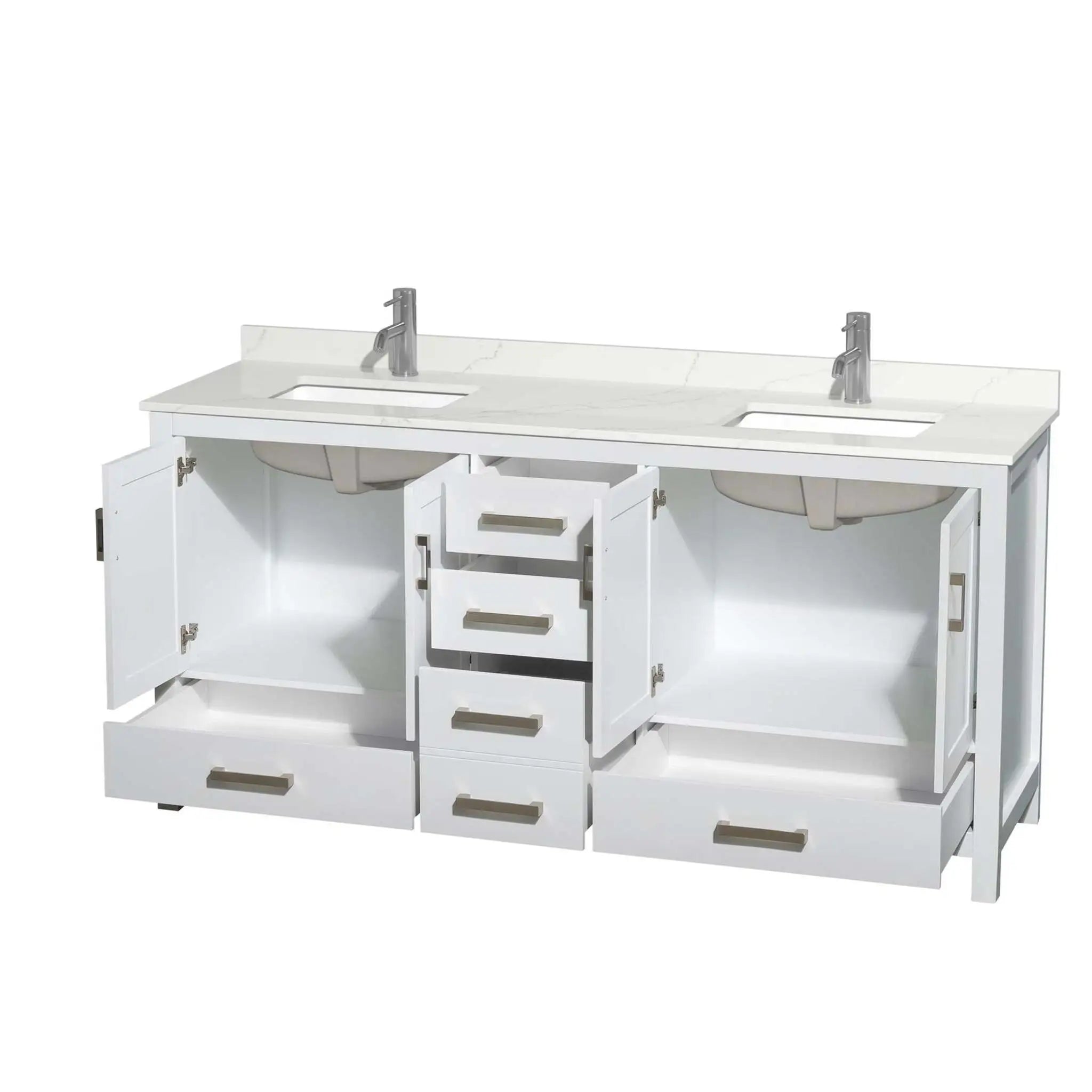72" Sheffield Double Bathroom Vanity in White with Brushed Chrome Trim by Wyndham