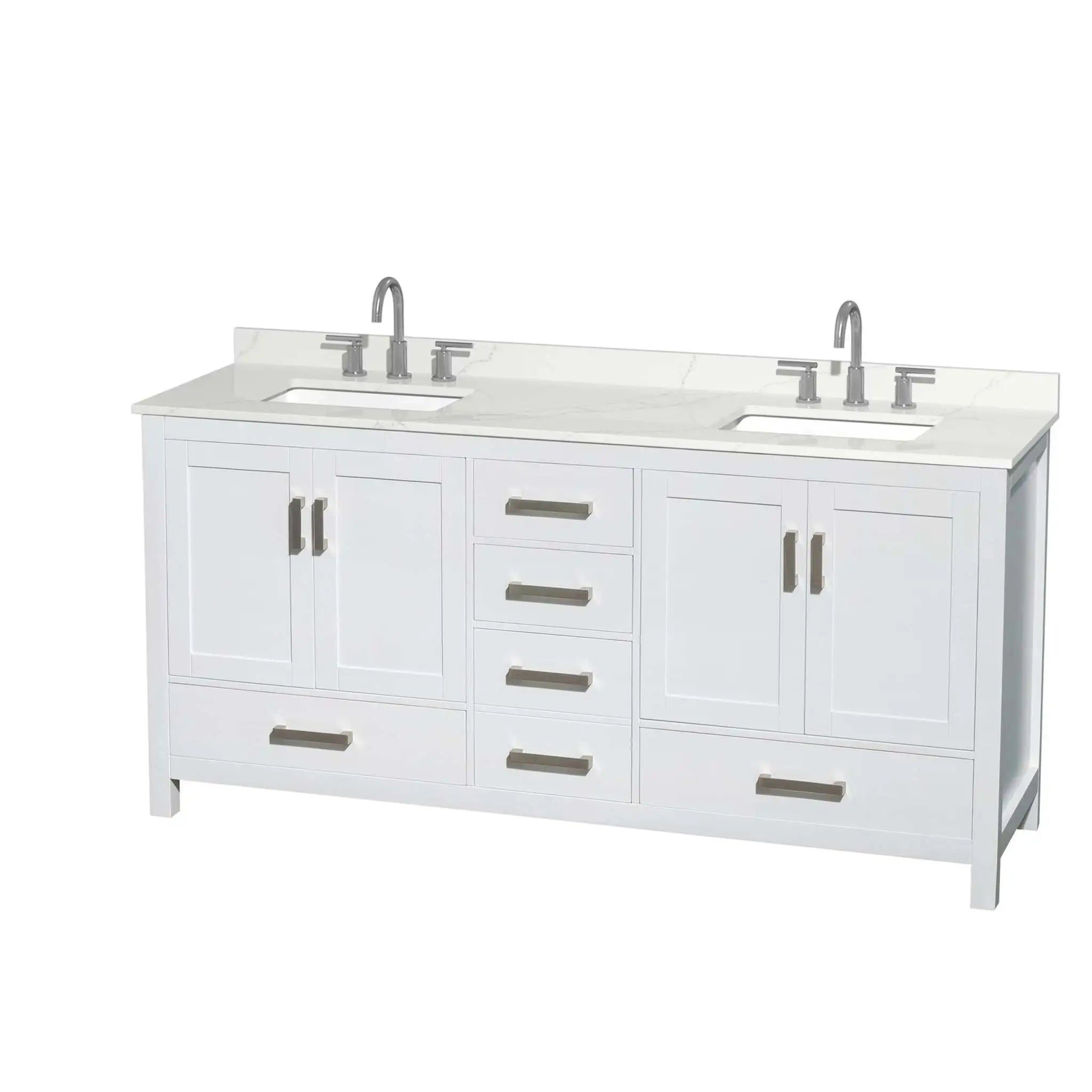 72" Sheffield Double Bathroom Vanity in White with Brushed Chrome Trim by Wyndham