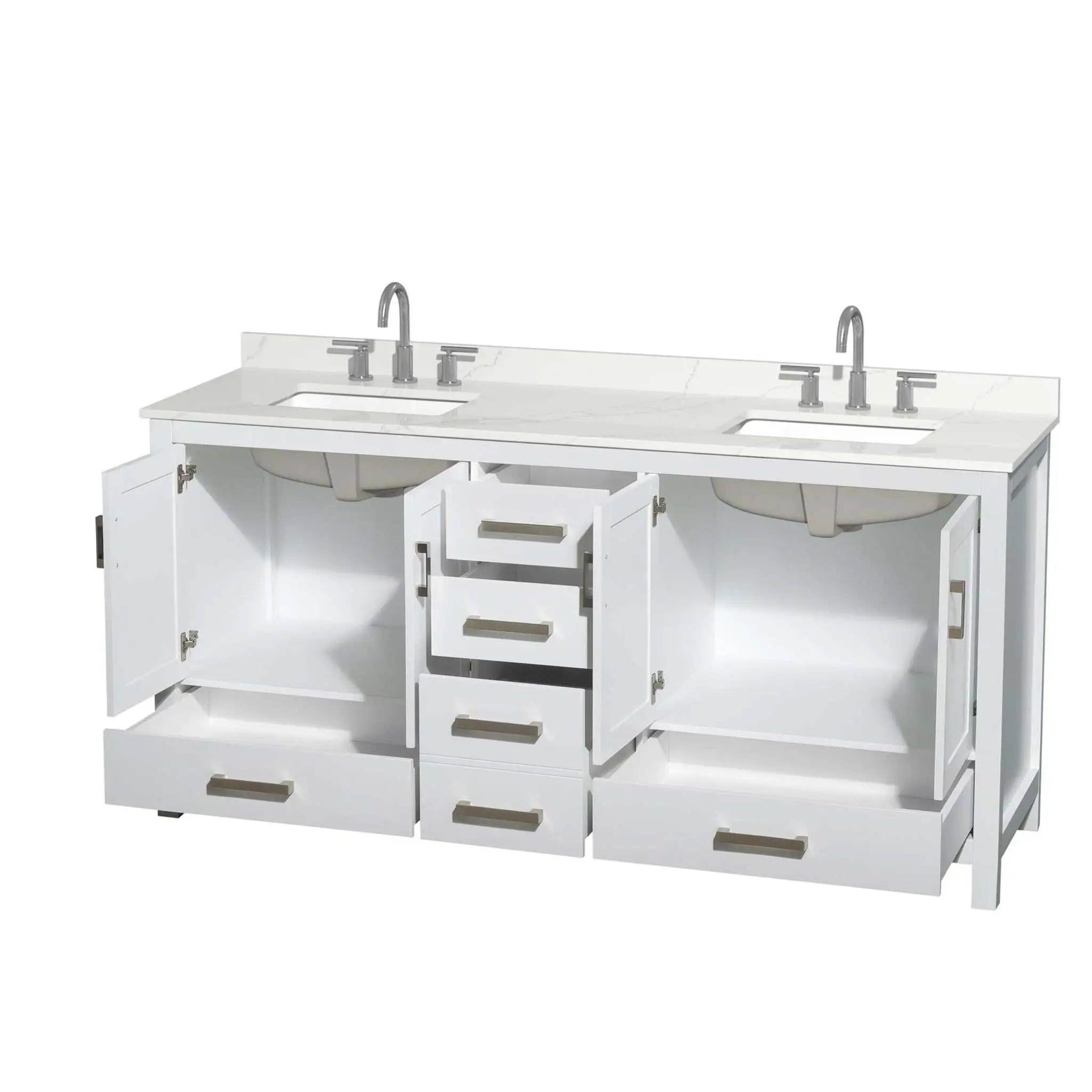 72" Sheffield Double Bathroom Vanity in White with Brushed Chrome Trim by Wyndham