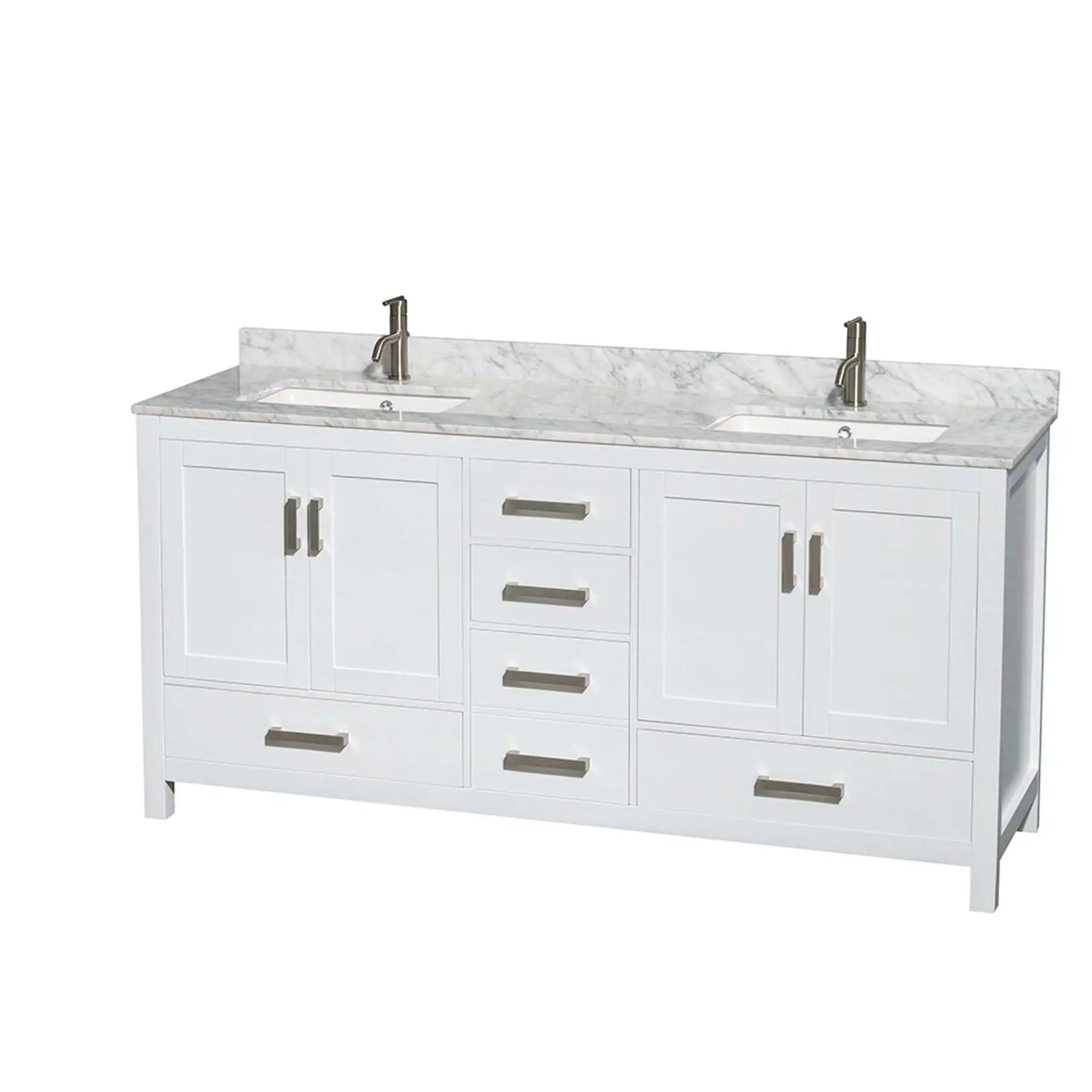 72" Sheffield Double Bathroom Vanity in White with Brushed Chrome Trim by Wyndham