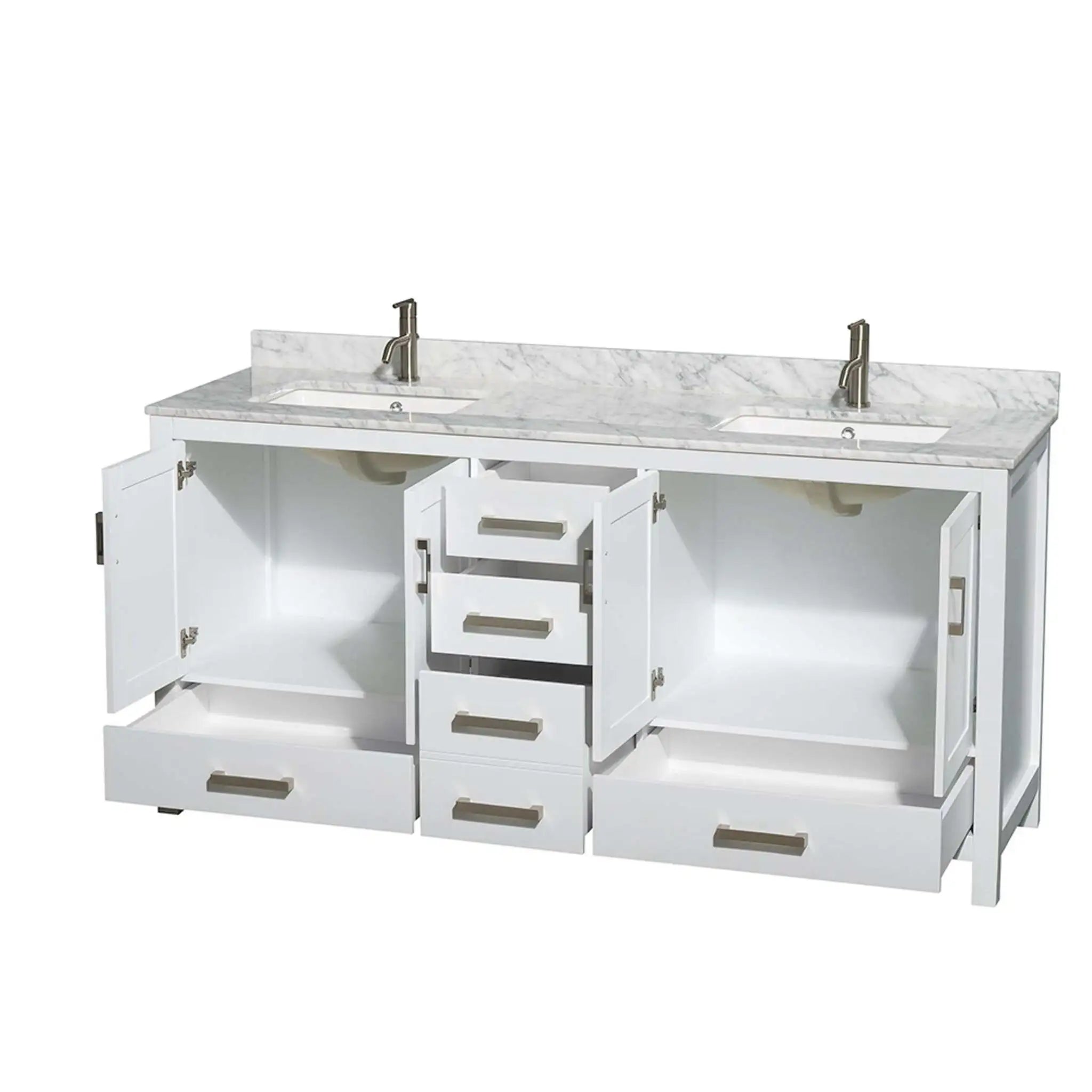 72" Sheffield Double Bathroom Vanity in White with Brushed Chrome Trim by Wyndham