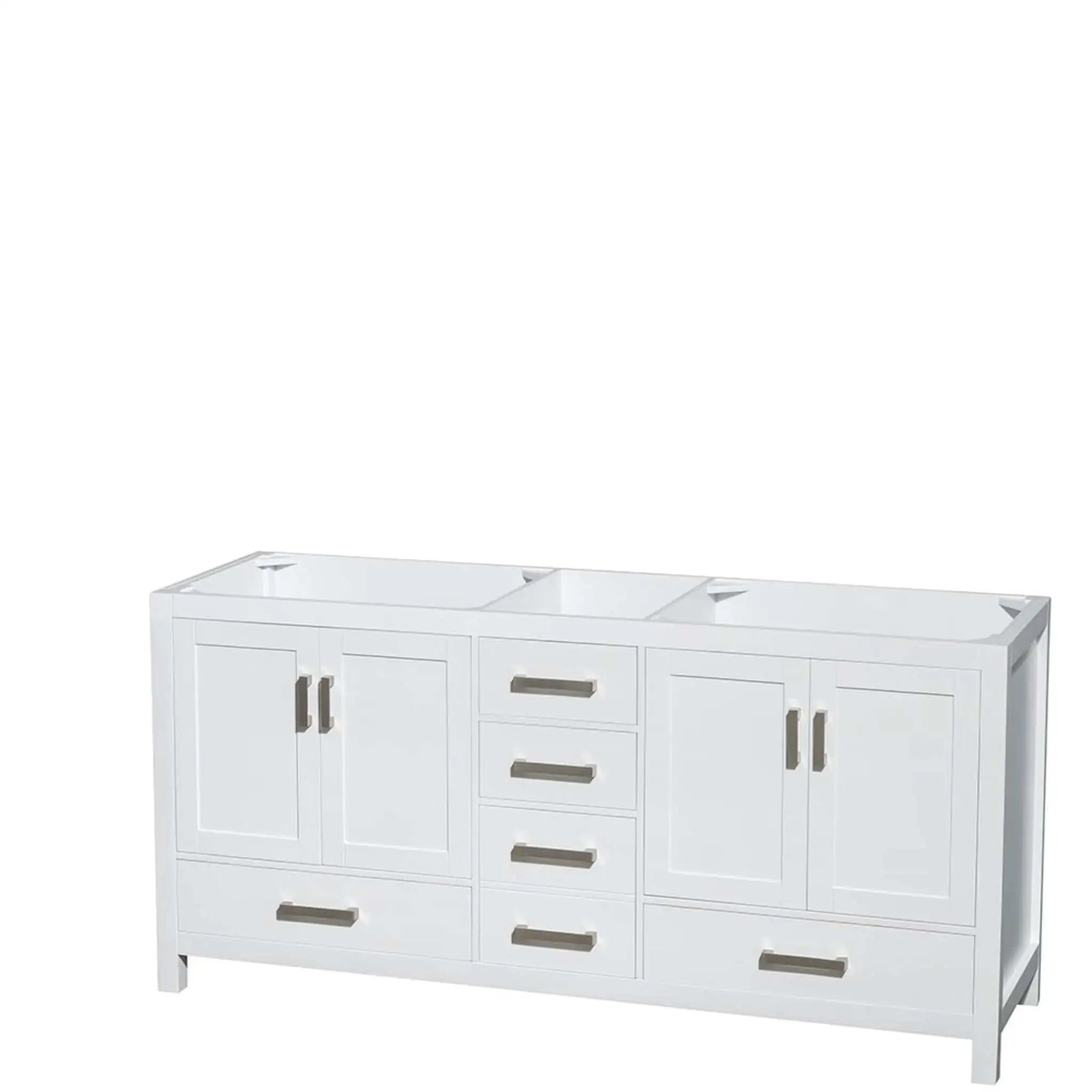 72" Sheffield Double Bathroom Vanity in White with Brushed Chrome Trim by Wyndham