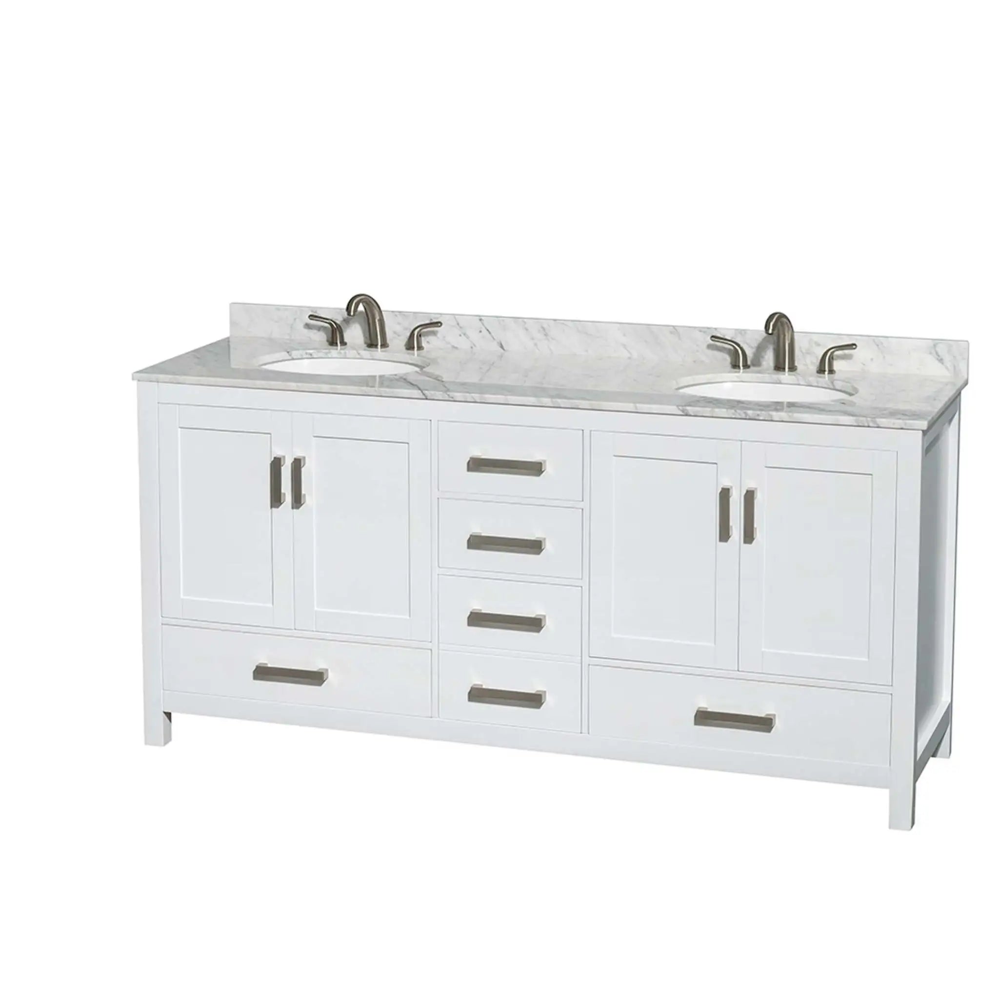 72" Sheffield Double Bathroom Vanity in White with Brushed Chrome Trim by Wyndham